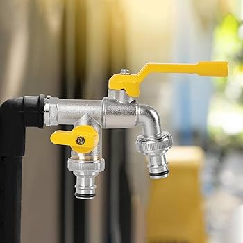 Double Water Tap Garden Tap Double Washing Machine Tap Brass G1/2