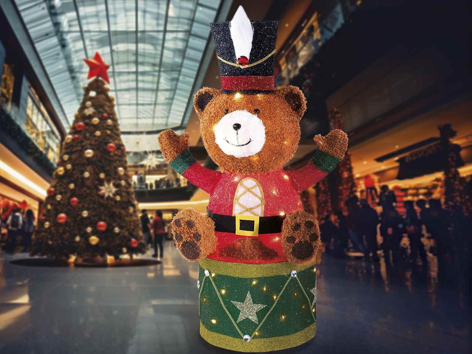 Gruppo Maruccia - Luminaria Natalizia a Forma di Orso su Tamburo - Decorazione per Casa, Negozi, Vetrine - Uso Interno ed Esterno - Altezza 90 cm