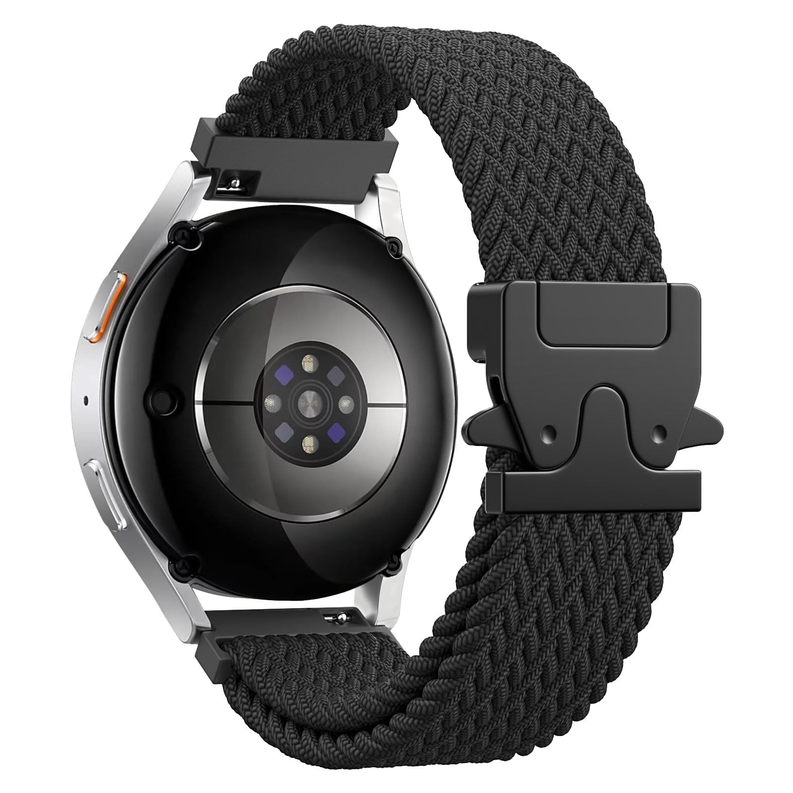 Braided Band for Samsung Galaxy Watch 7 6 5 4 FE 40mm 44mm/Watch 6 4 Classic 43mm 47mm 42mm 46mm/5 Pro 45mm/3 41mm/Active 2, 20mm Parachute Buckle Stretchy Nylon Sport Strap for Men Women