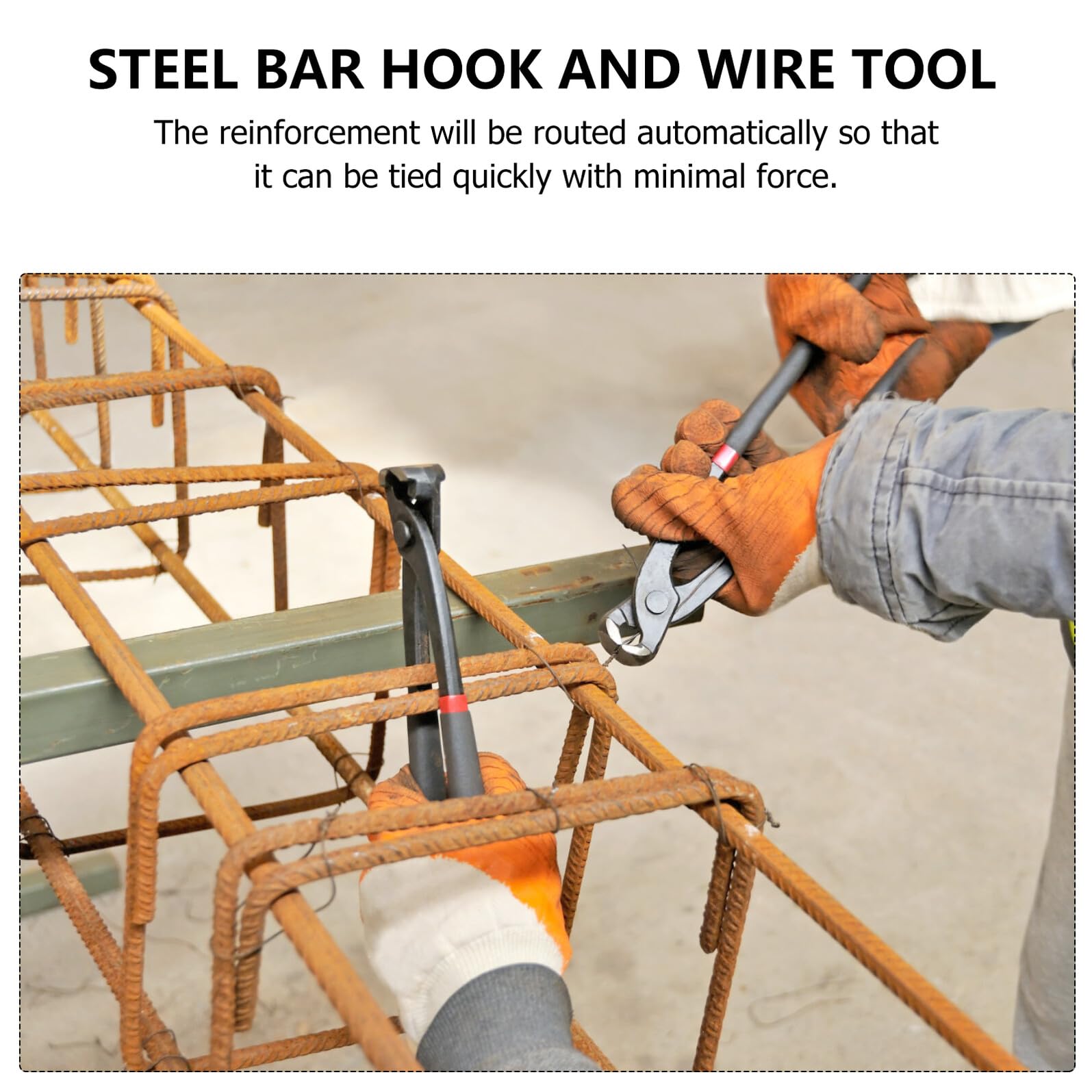 Outil De Torsion De Fil Semi-Automatique Pour Fer À Béton Outil D’Attache De Barres D’Armature Crochet Rétractable Pour Ligature Rapide Sur Chantier De Construction
