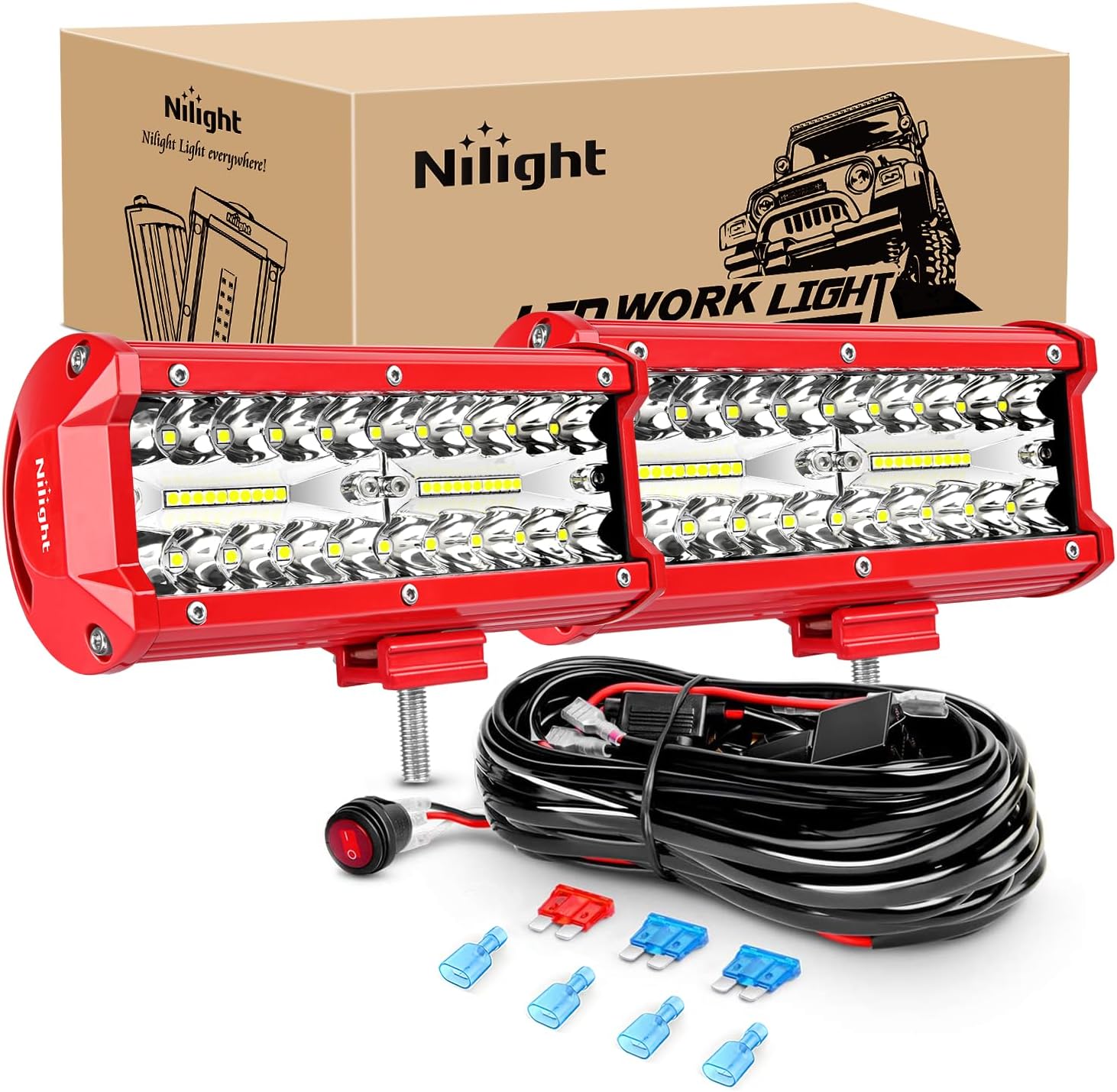 Nilight LED Light Bar 2PCS 6.5 Inch Triple Row Spot Flood Combo Lights w/Wiring Kit for Fog Driving Work Lighting on Off-Road Truck SUV ATV UTV Nilight LED Light Bar 2PCS 6.5 Inch Triple Row Spot Flood Combo Lights w/Wiring Kit for Fog Driving Work Lighting on Off-Road Truck SUV ATV UTV