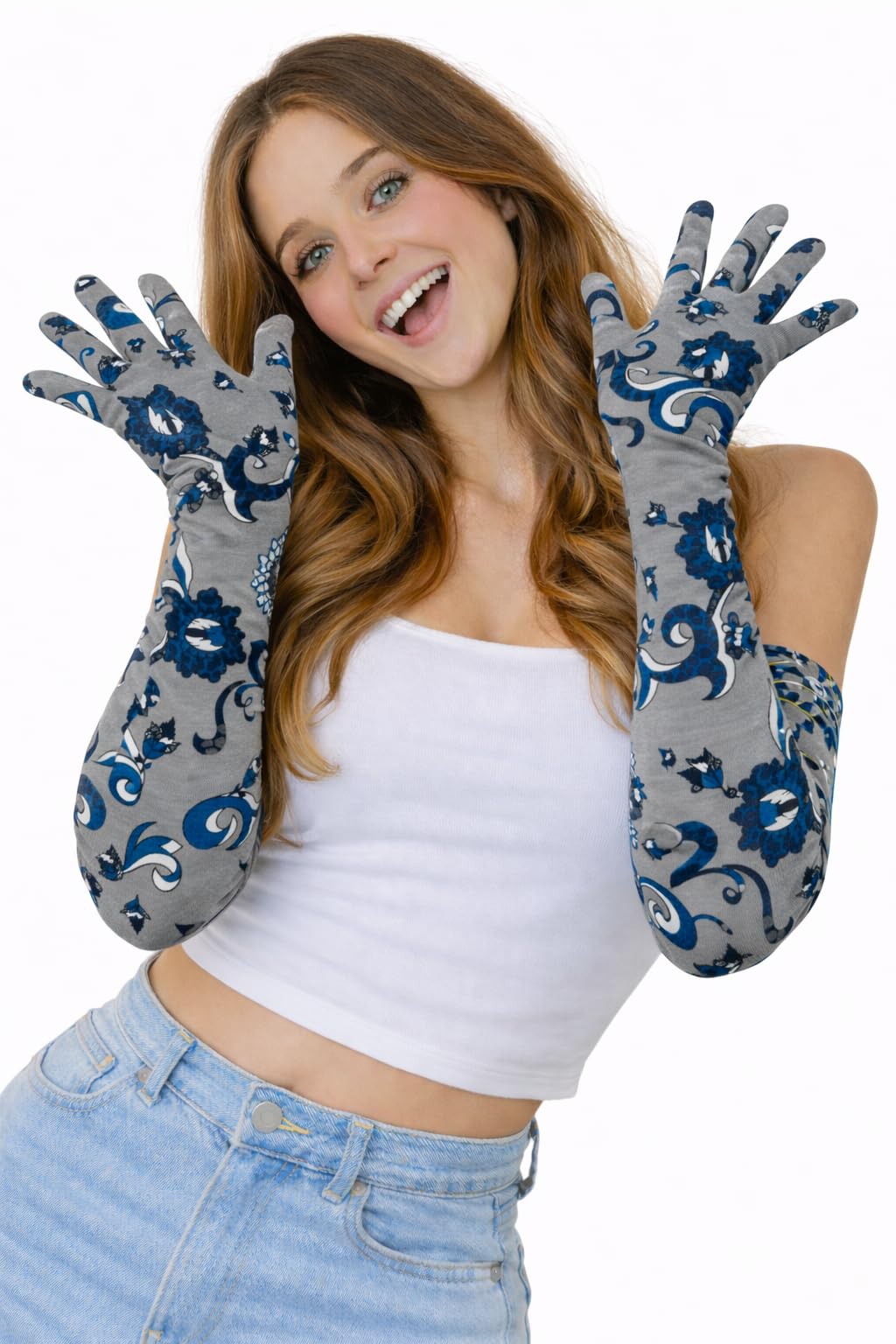 Women's Driving Gloves, Printed Cotton Full Hand Summer Gloves for Protection from Sun Burn/Heat/Pollution (Pack of 1 Pair)-image-21