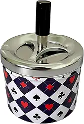 Cinzeiro De Inox Com Tampa E Reservatório Grande 12x9cm (MOD C)