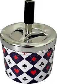 Cinzeiro De Inox Com Tampa E Reservatório Grande 12x9cm (MOD C)