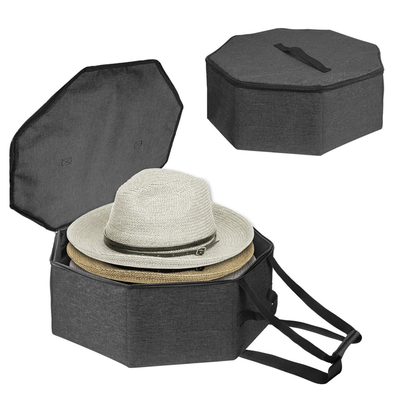 Deevoka Hat Box for Travel Large Capacity Lightweight with Zipper Dia 17