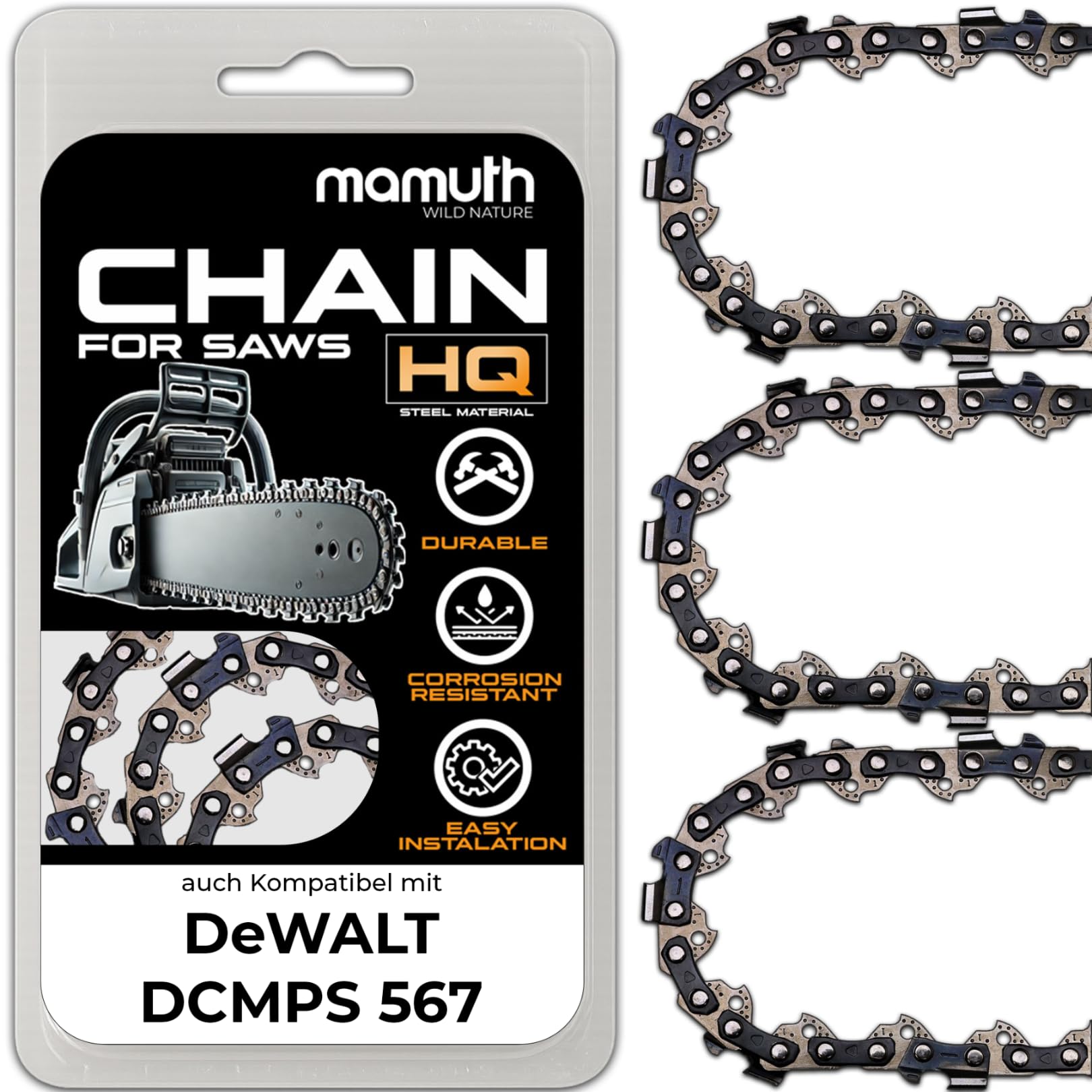 3x Chainsaw Chainsaw 20 cm 1.1 mm 3/8 Inch 33TG for DeWALT DCMPS 567 Pole Pruner