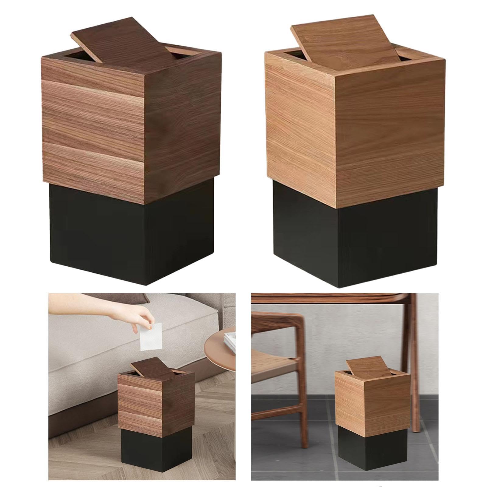 Enakshi (LABEL) Creations Wood Trash Bin Cover Wood Trash Can with Lid for Bathroom Living Room Dark BrownHome & Garden|Household Supplies & Cleaning|Trash Cans & Wastebaskets