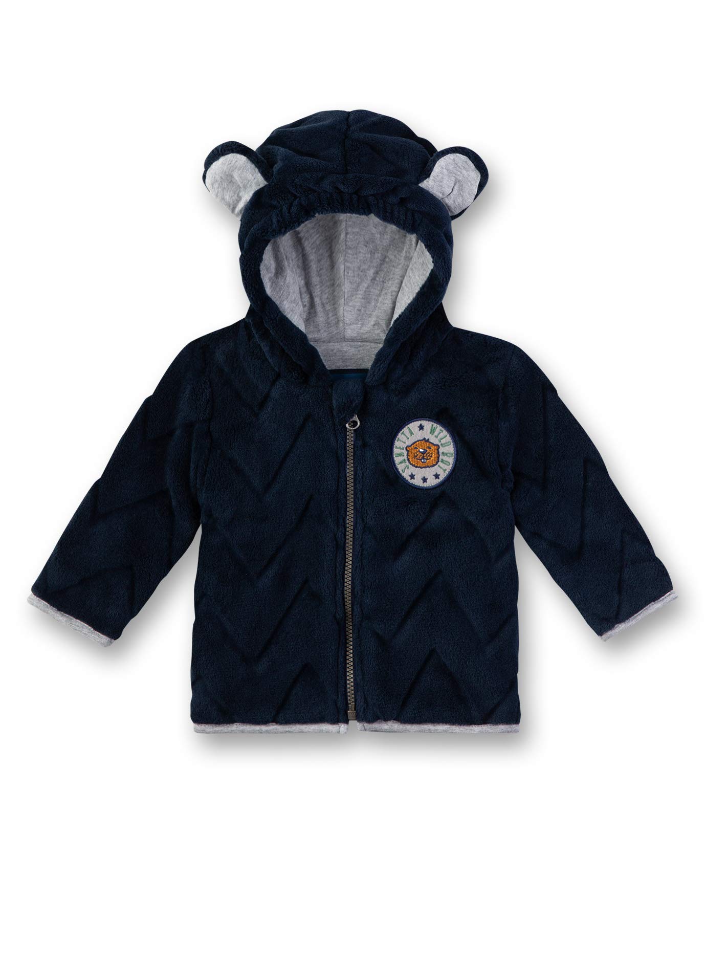 Sanetta Baby PLÜSCH Winterjacke, dunkelblau mit Ohren an der Kapuze 114690 gr.68
