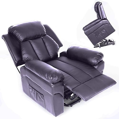 Grey Recliner Chair Electric Power Lift Recliner Chair for Elderly, Living Room Chair Home Theater Recliner Sofa Chairs with 3 Positions Side Pockets Recliner Chair