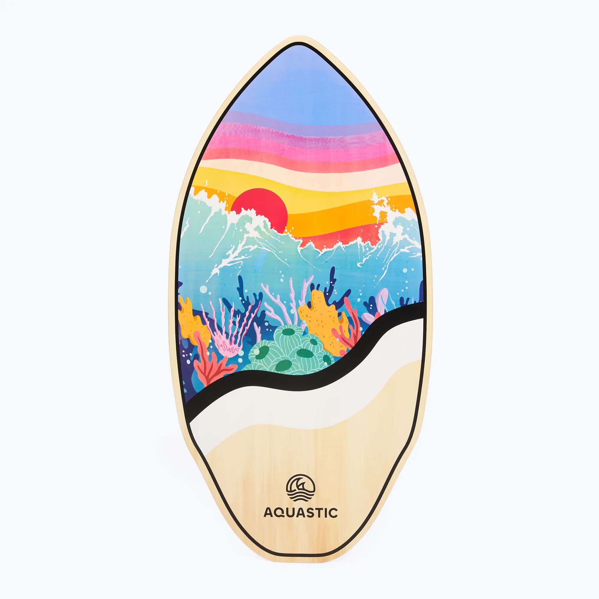 AQUASTIC Lagoon 39" Skimboard ze sklejki topolowej, 99 x 49 cm, do 100 kg, kolorowa deska dla początkujących i zaawansowanych