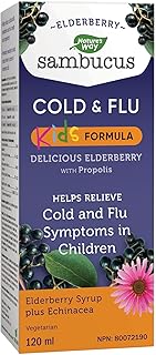 Nature's Way Kids Sambucus Cold and Flu Care – Elderberry Syrup with Echinacea and Propolis - Used in Herbal Medicine to Help Relieve Symptoms (Coughs and Sore Throats) in Children, 120 ml
