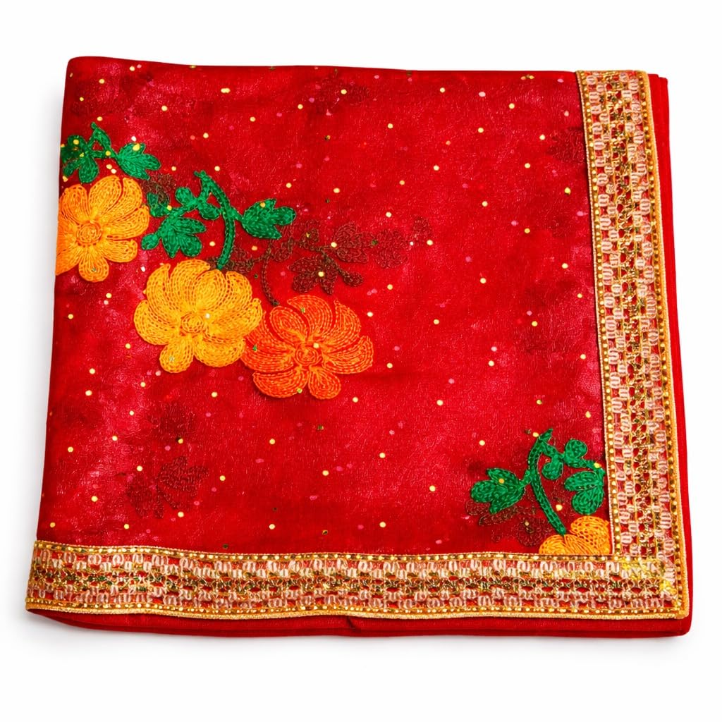 MATA Ki Chunri 2 Meter Red Net Full Size | MATA Rani Ki Chunni for Pooja | Deity Lal Chundi | Navratri MATA Chunri | Devi MATA Ki Chuni Big Size-image-31