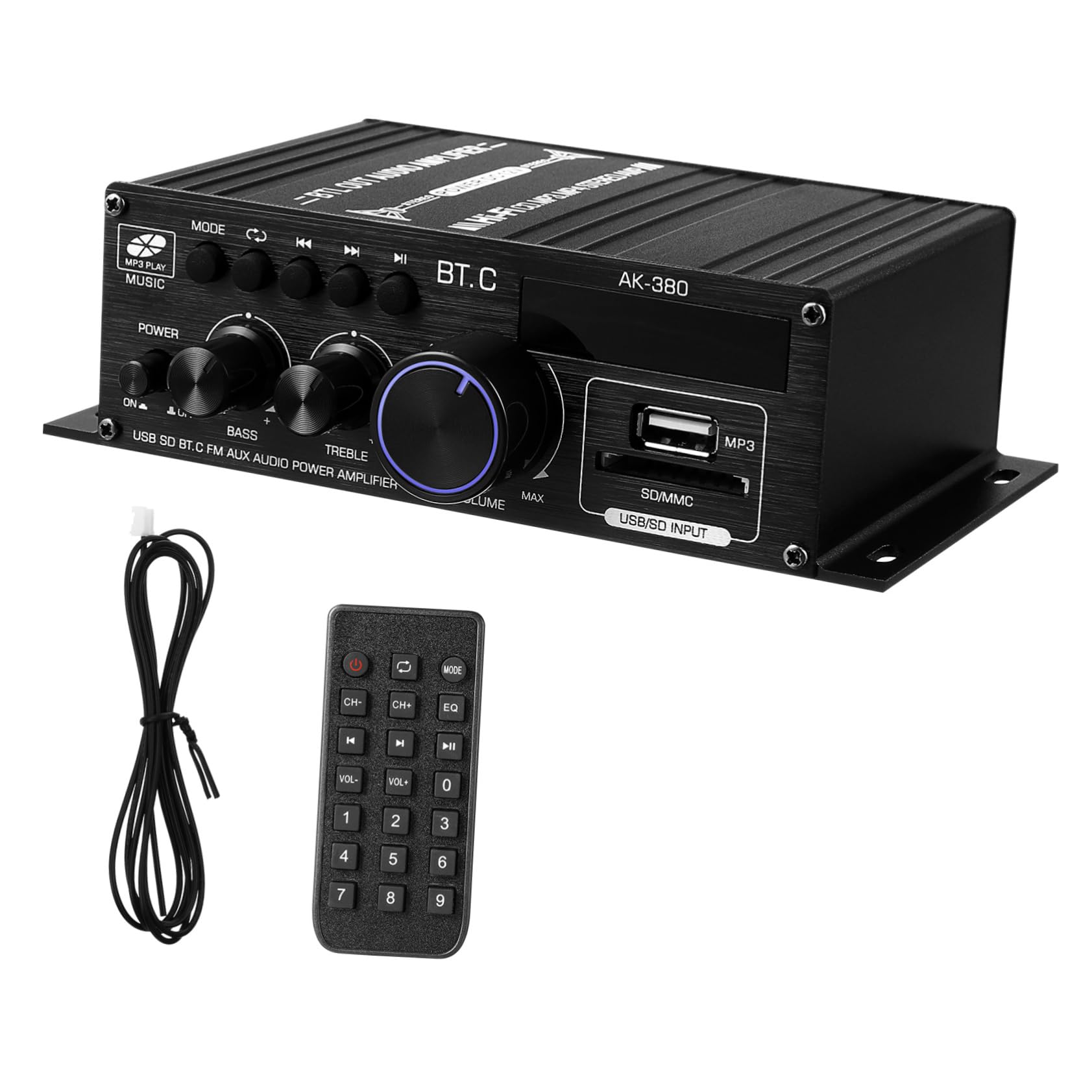 Amplificador de Sonido 12v 40wx2 de Aleación de Aluminio Negro