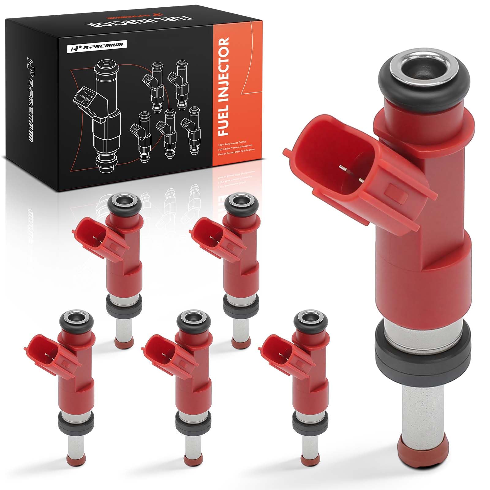 A-Premium Set of 6 Fuel Injectors Compatible with Toyota Camry 2007-2011, RAV4 2006-2012, Highlander 2008-2010 2012-2013, Sienna 2007-2010, Avalon 2005-2012, Venza 2009-2015 & Lexus ES350, RX350