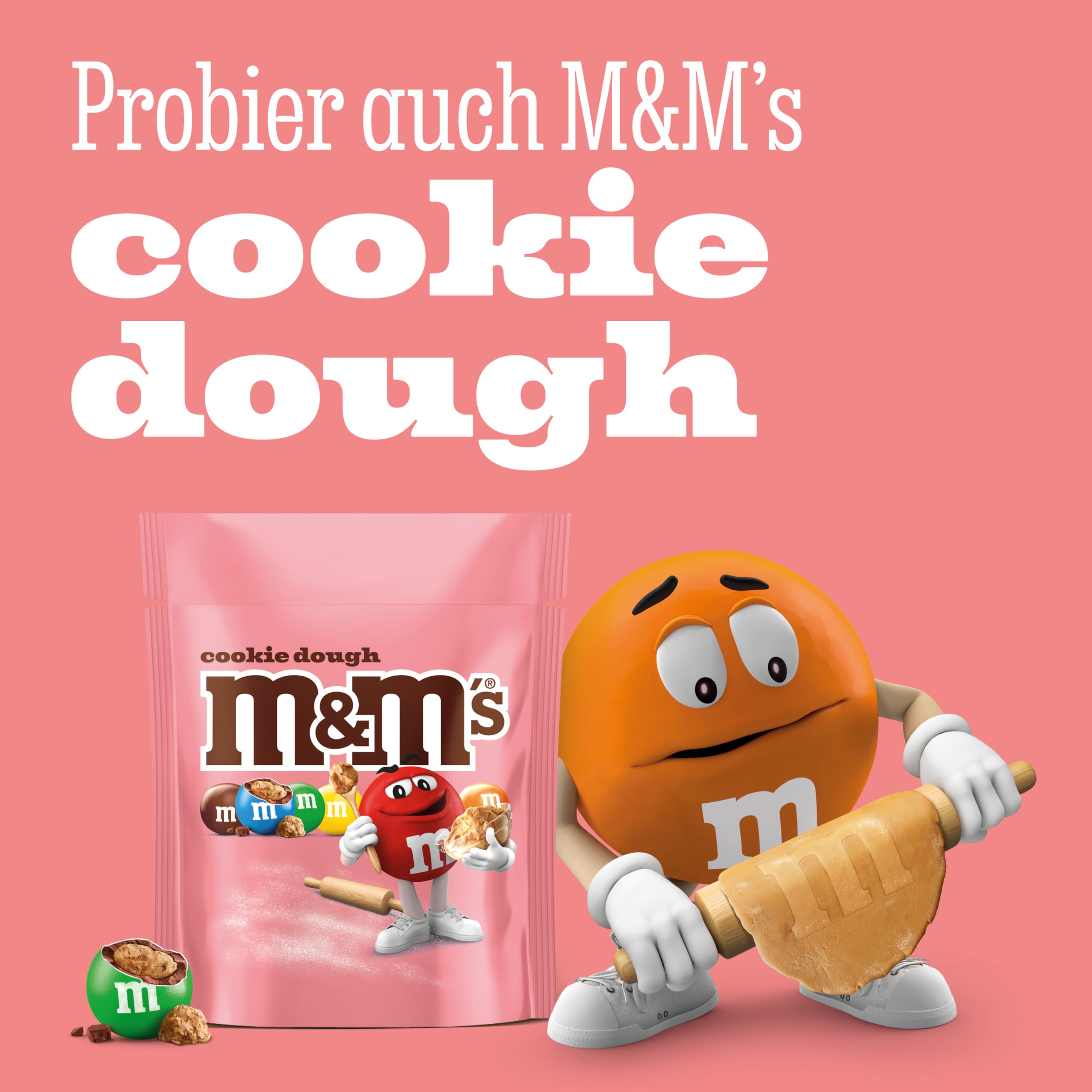 M&M's Cookie Dough, Knackige Schokolinsen mit Keksteiggeschmack und Bunter Zuckerhülle als Süßigkeit, Schokolade zum Teilen, 3960g (33er Pack)