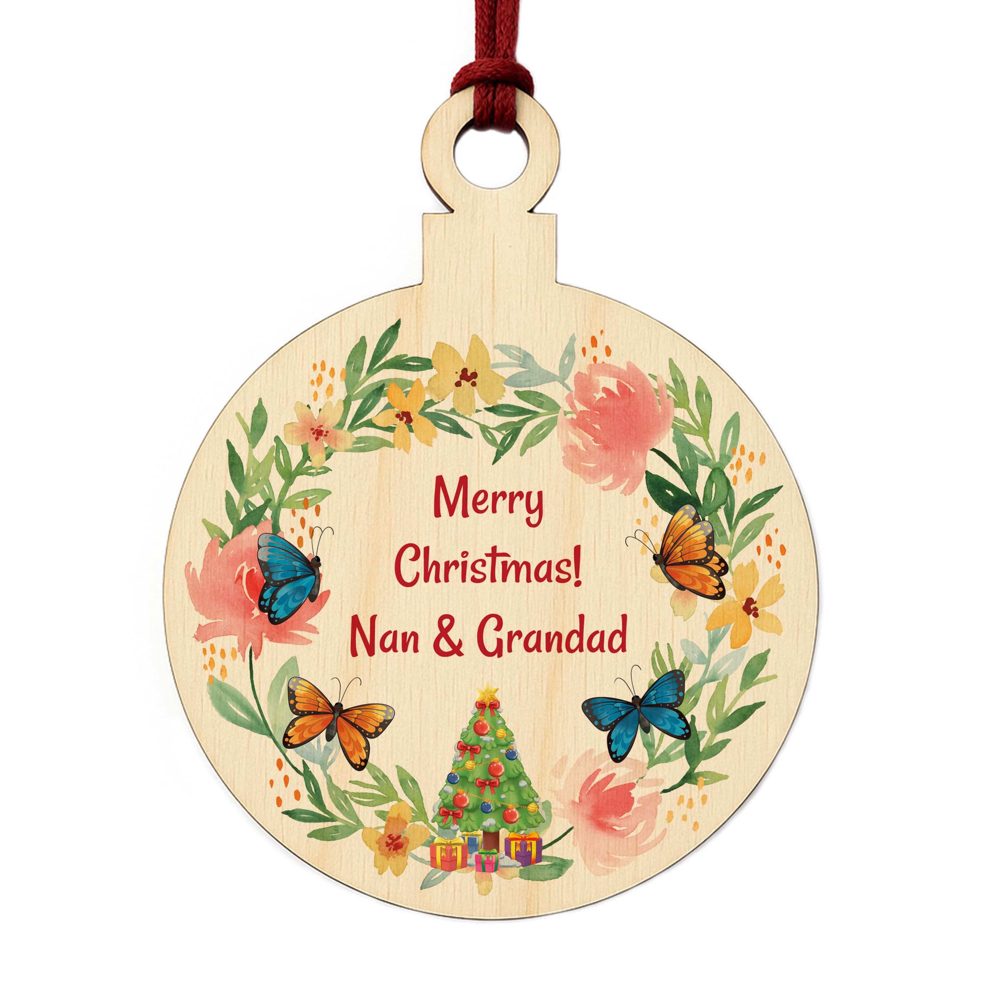 Personalised Merry For Nan Grandad Mum Dad Auntie Uncle Bauble