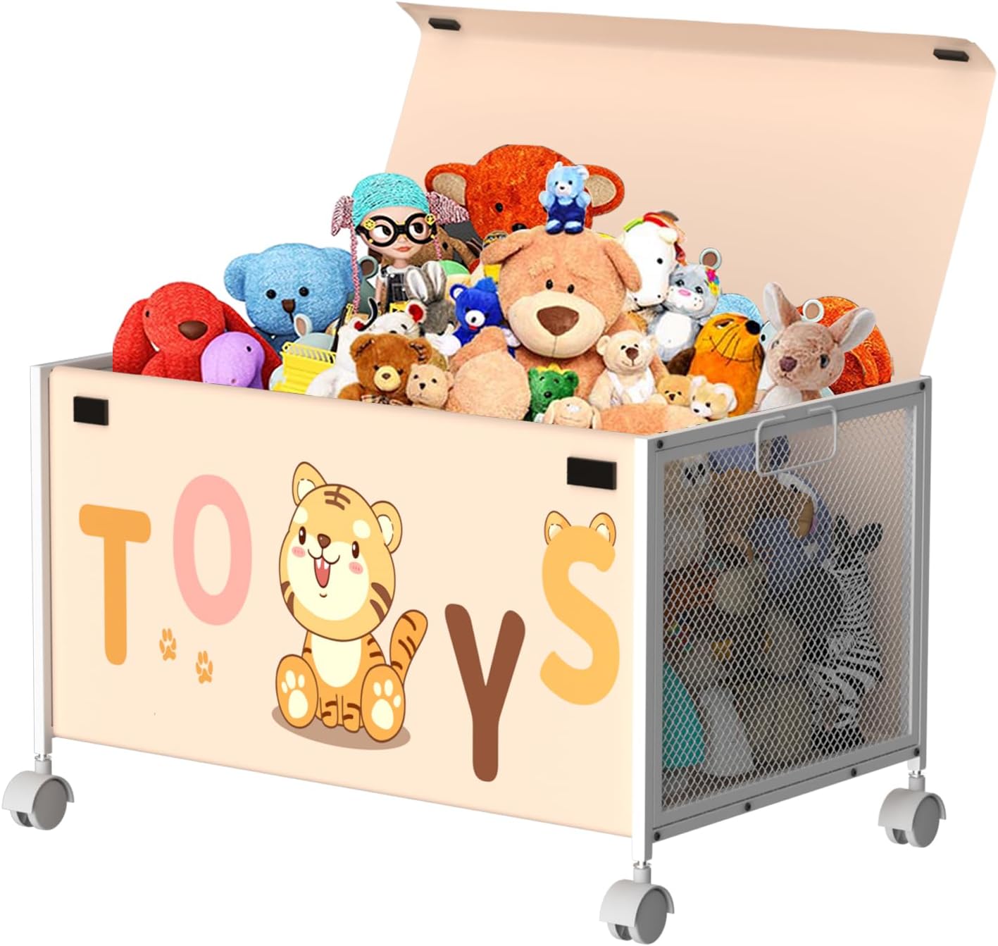 Aconfei Kids Toy BoxToy Chest, 70L Metal & Oxford Cloth