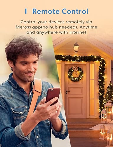 Miniatura 3 de Meross - Enchufe inteligente para exteriores, salida WiFi para exteriores con 2 tomacorrientes, control remoto, temporizador, impermeable, funciona