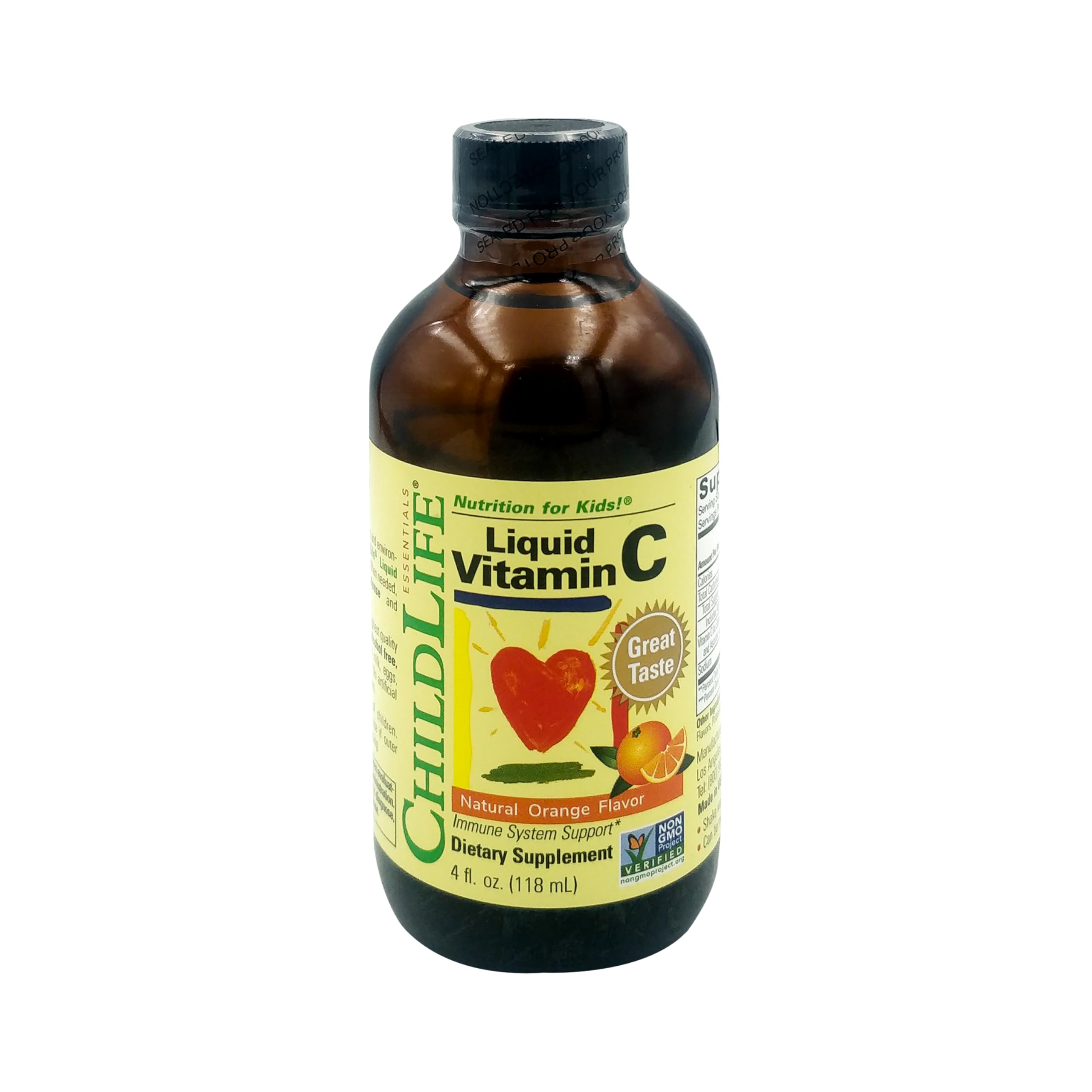 CHILDLIFEEssentials Liquid Vitamin C, Immune System Support Nutrtion for Kids - Natural Orange Flavour. 4 fl oz. (118ml)