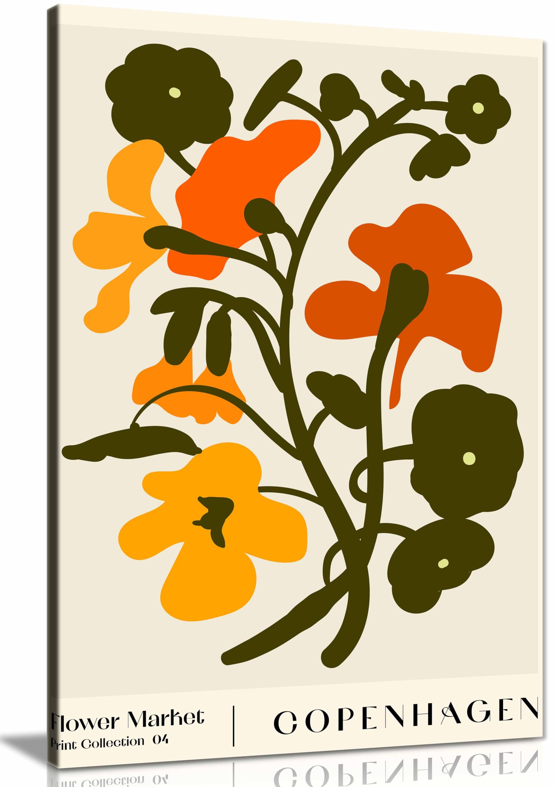 Panther Print Framed Canvas Flower Market. Copenhagen Canvas Print, Framed Wall Art Pictures For Home Decor 46X31cm (18X12in)