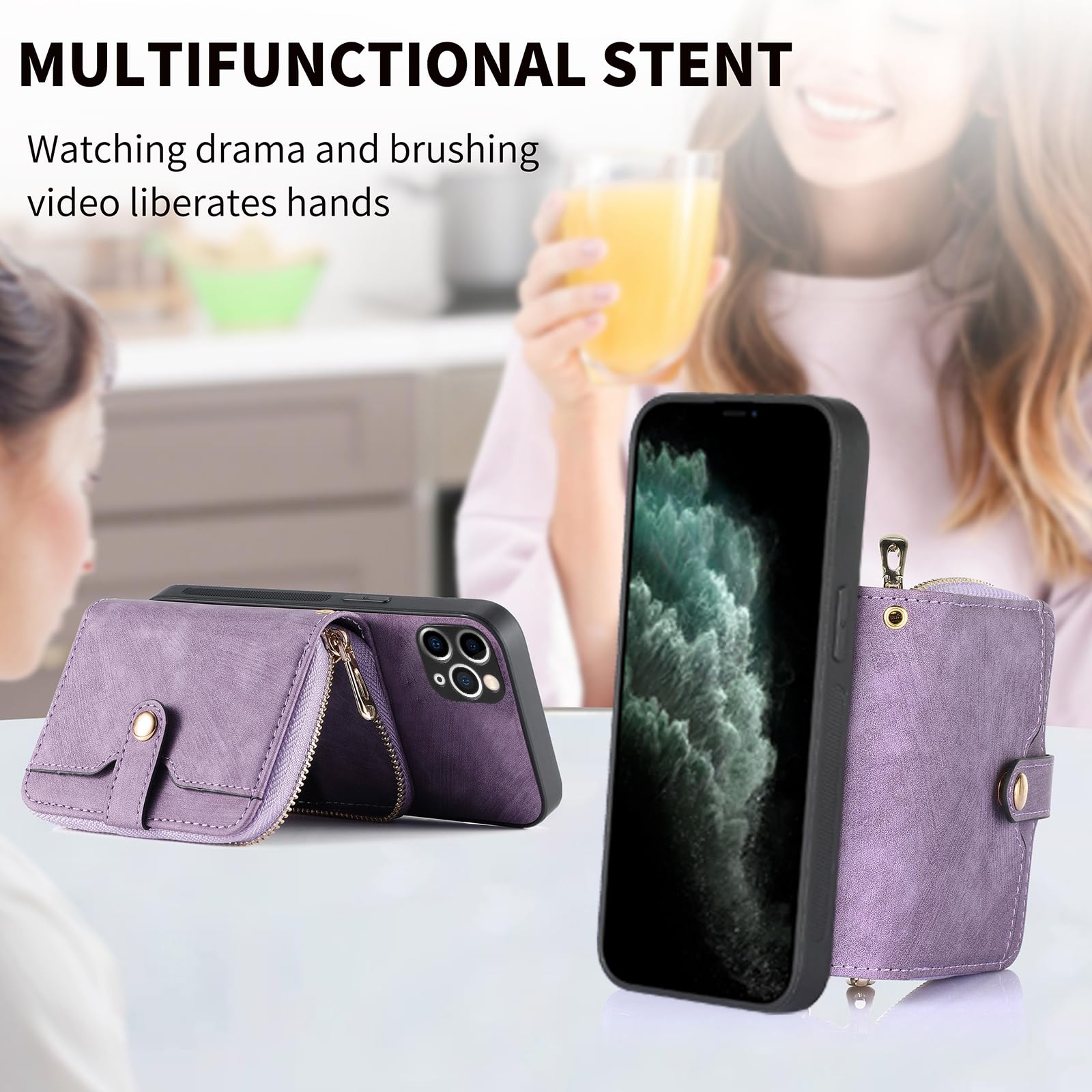 Asuwish Handyhülle Für IPhone 11 Pro – Mit Display-Schutzfolie, 3 Kartenfächern, Ständer & Handschlaufe, Roségold