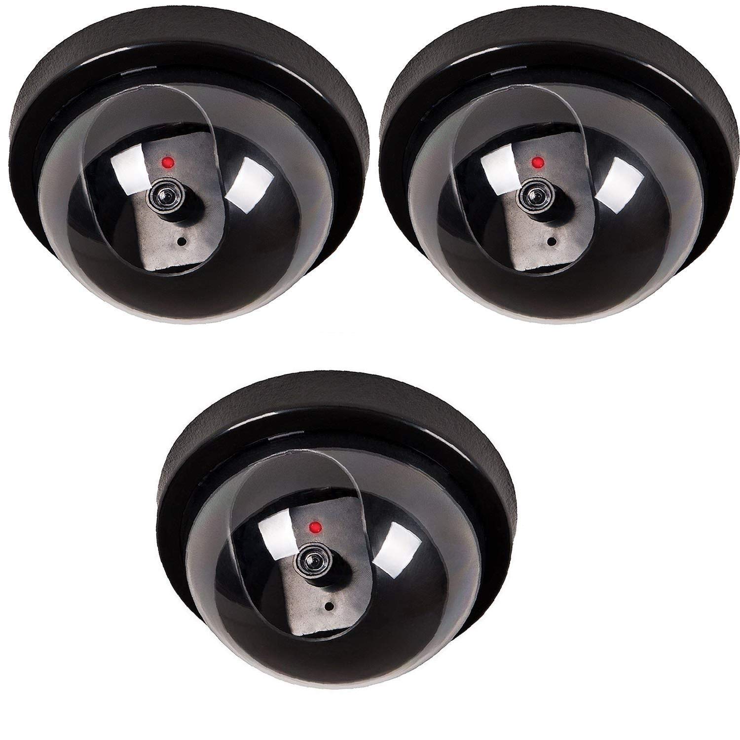 FosCadit Dummy CCTV Fake Dome Security Camera Realistic Looking Fake CCTV Camera with RED Blinking Light (Black) (Pack of 3Pcs)-image-6