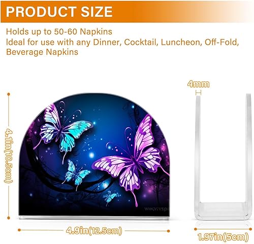 Miniatura 3 de Napkin Holder Purple Butterfly Napkin Holders for Tables, Clear Acrylic Napkin Holders Cocktail Napkin Holder for Kitchen Restaurant Bar Home Decor