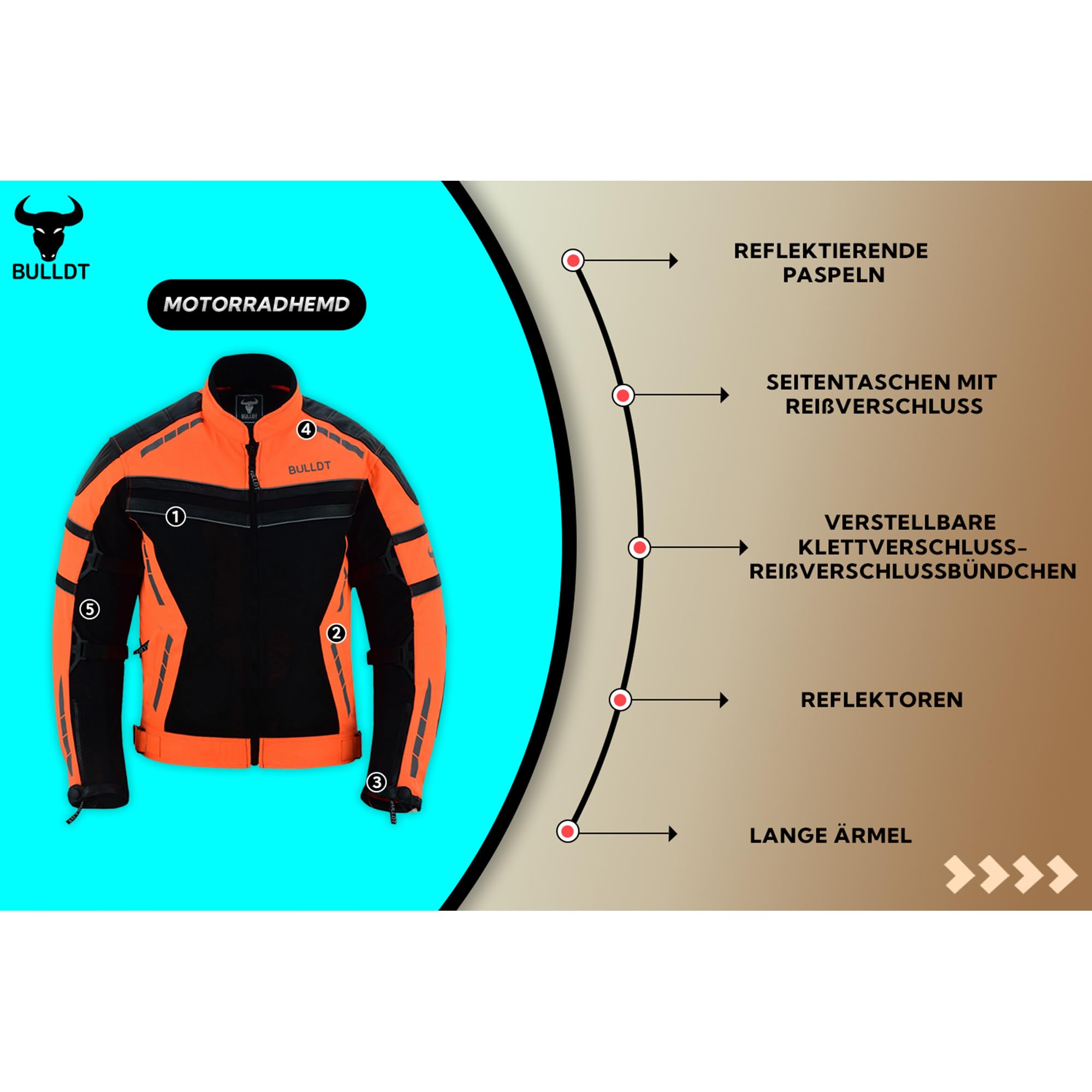 BULLDT Motorradjacke Herren sommer mit abnehmbar CE-Protektoren & Thermo-Futter - leichte Sommerjacke ATV Quad Scooter mit Tech-Mesh-Netz 360° Sicherheits-Reflektoren & Zipper-Taschen