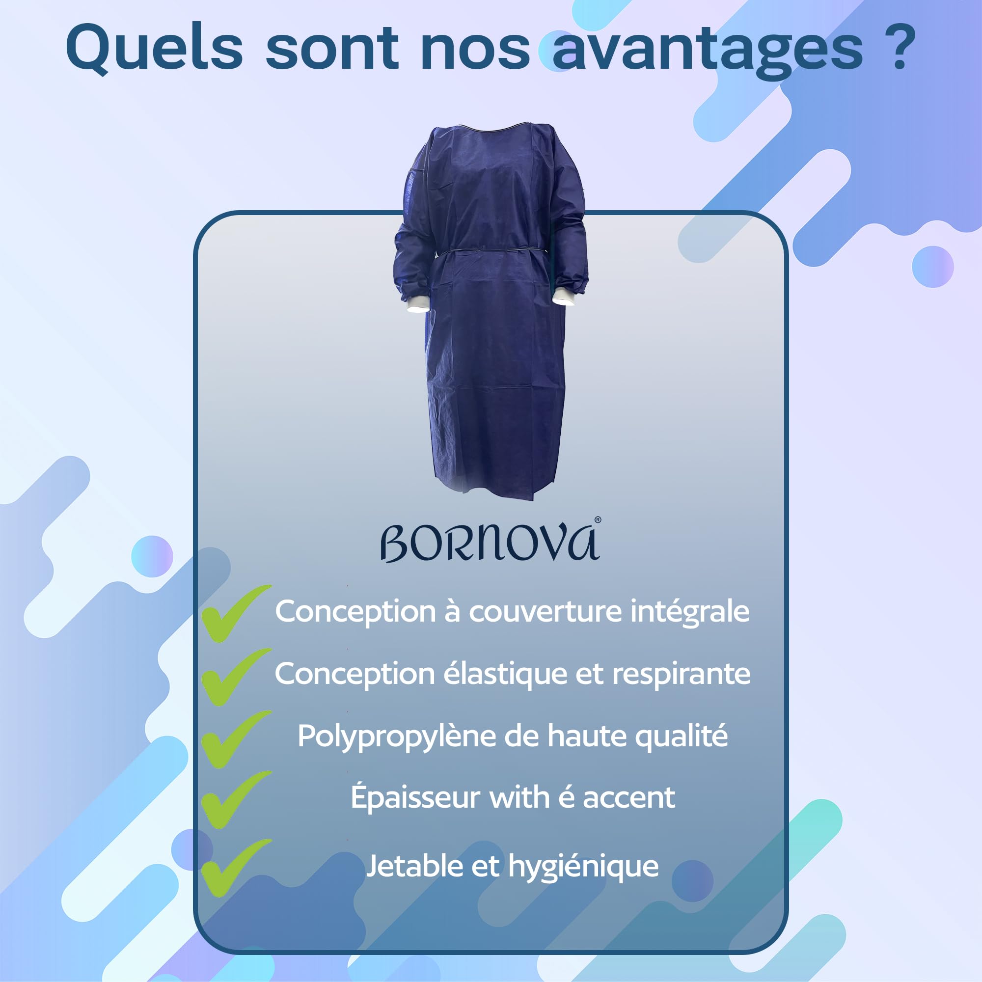 Hospitrade 10 Pack Disposable Isolation Gowns - Blue SMS Non-Woven Material - PPE Gowns Disposable Isolation Gown Fluid-Resistant And Latex-Free Gowns, Universal Size