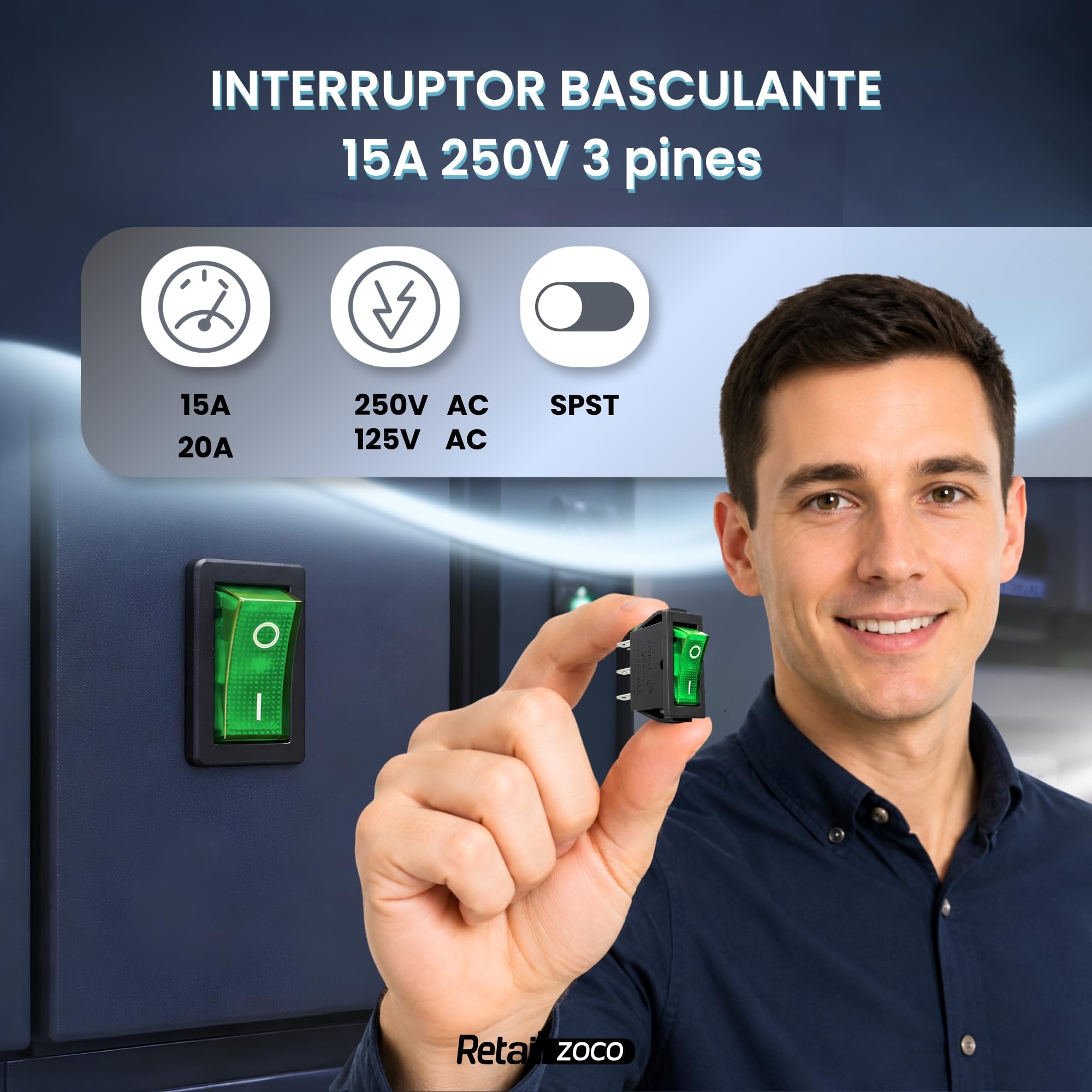 Interruptor Basculante SPST ON/OFF 3 pin, 5 Unidades - imagen 2