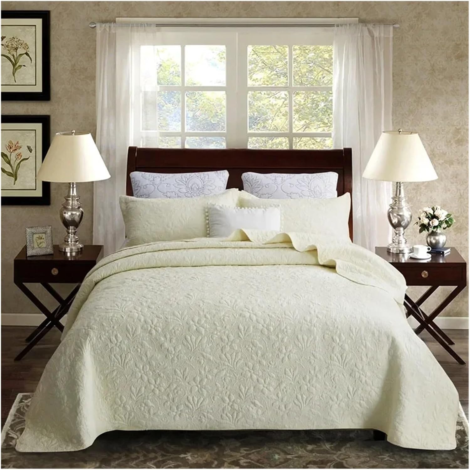 3pcs Cotton Bedspread on The Bed Plaid Luxury Bedding Set Home Linens Sofa Blanket Quilt Euro Bed Cover Double Bedspreads Compatible with Bed,Bed