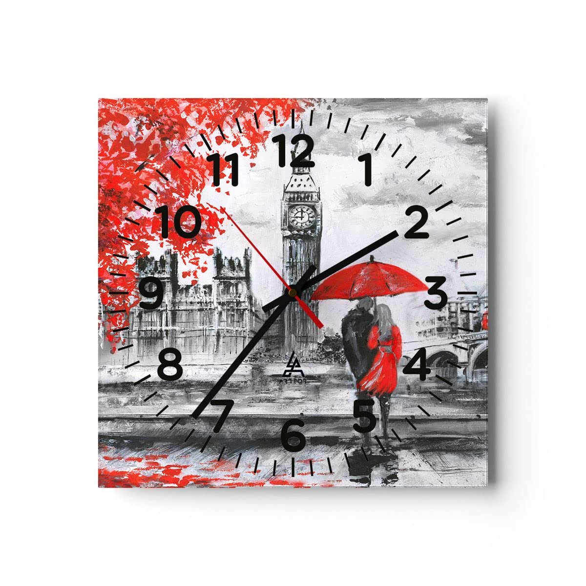 Orologio da Parete in Vetro Londra l'architettura il Big Ben 40x40cm Piccolo Moderno Orologio da Muro Per Casa Cucina Soggiorno Silenzioso Wall Clock Decorazione Orologio da Appendere - C4AC40x40-3153