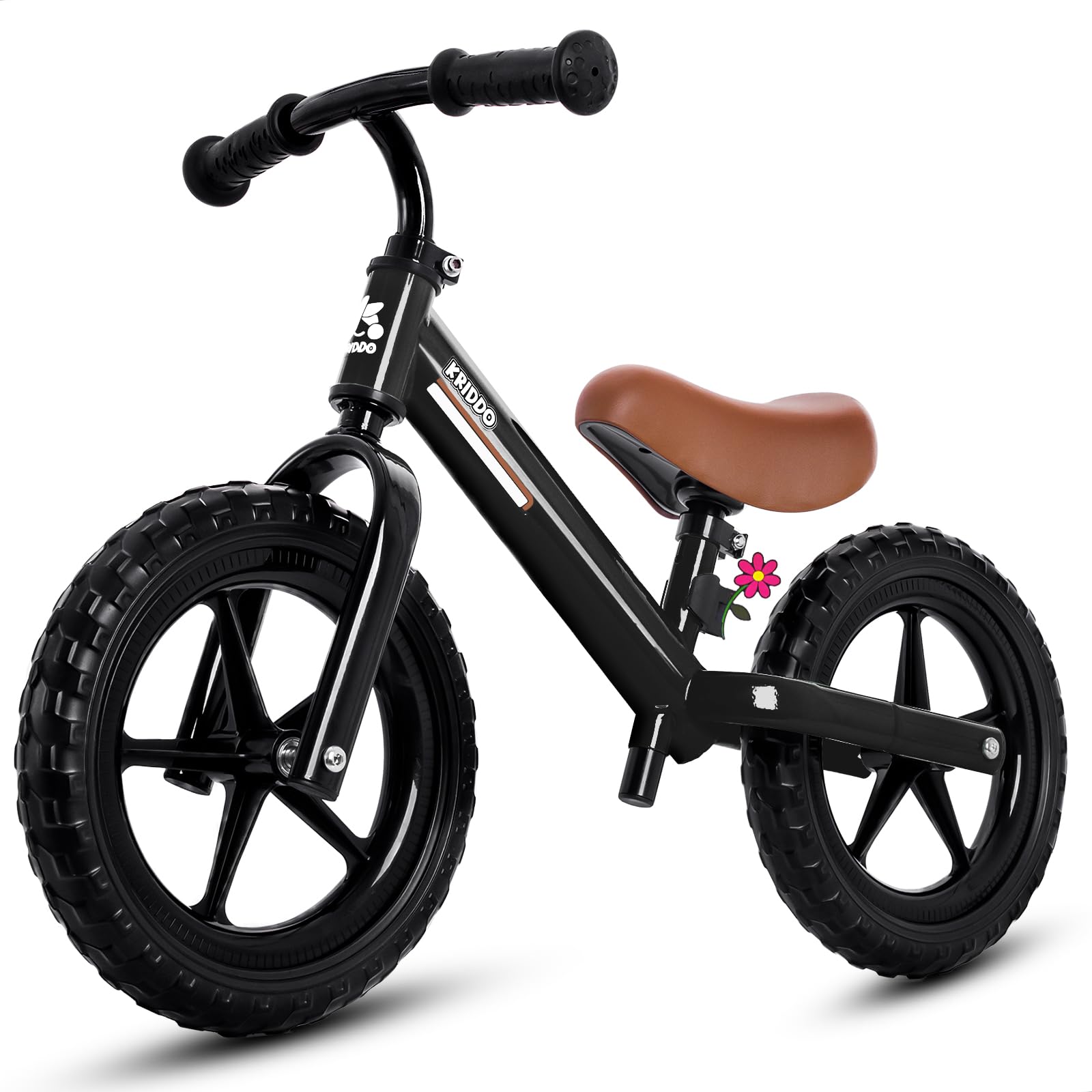 KRIDDO Vélo d'équilibre pour Enfant de 2 à 5 Ans, Double roulement pour Une Conduite Plus Fluide, Plaque Adorable, siège et Guidon réglables, Cadeaux pour Tout-Petits de 2 à 3 Ans