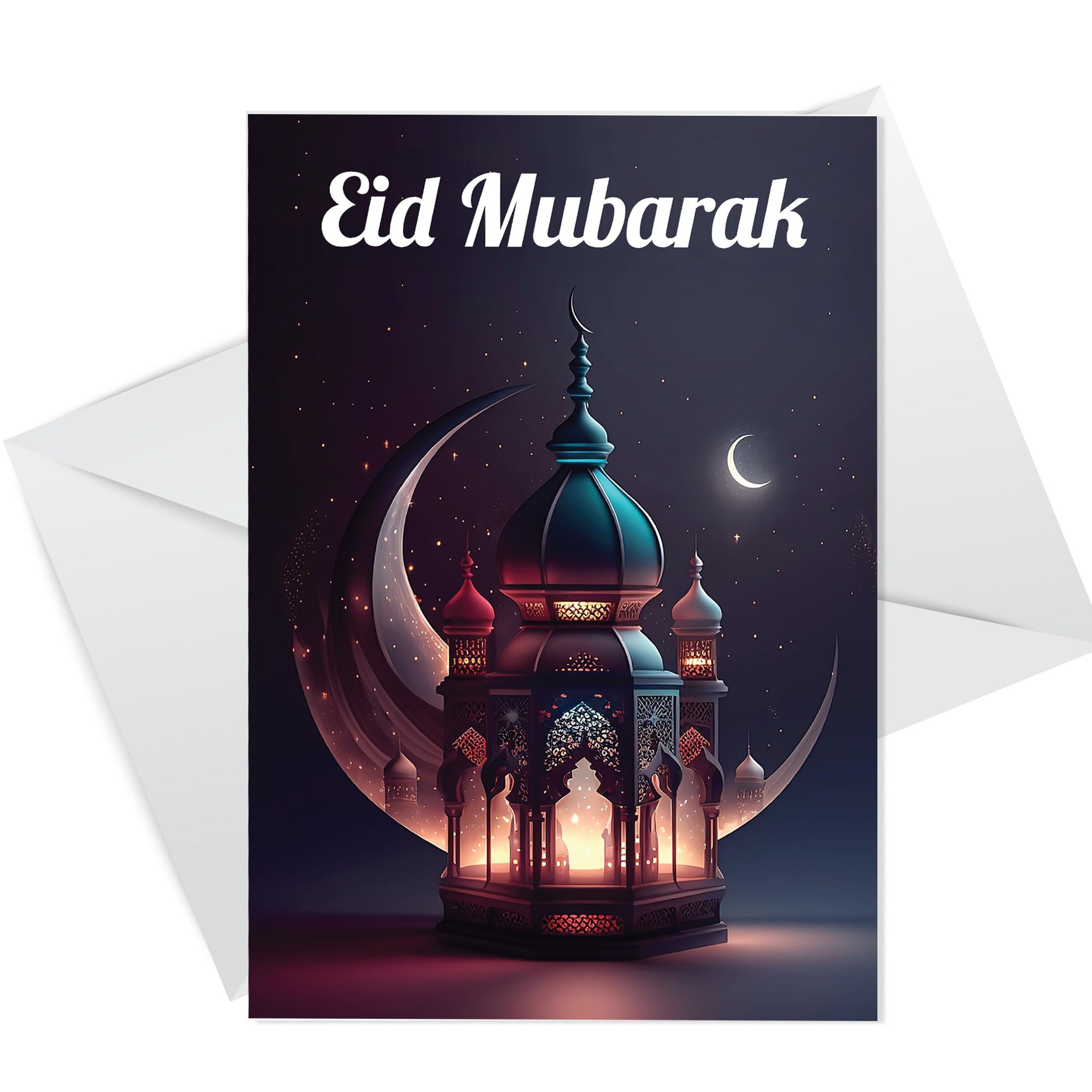 RED OCEAN Eid Mubarak A6 Greetings Card - Ramadan Card With Envelope - Eid Mubarak Card For Him, Her, Friends, Family - Ramadan Mubarak Cards for Eid - Muslim Islamic Cards