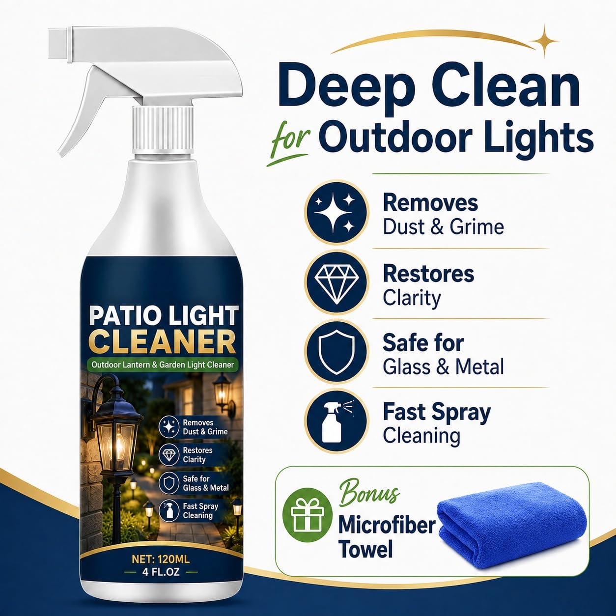 Outdoor Patio Light Cleaning Spray, entfernt kraftvoll Staub, Schmutz, Pollen und Wasserflecken von Lampenschirmen und Beleuchtungskörpern. Bringt die ursprüngliche kristallklare Helligkeit (6pcs)