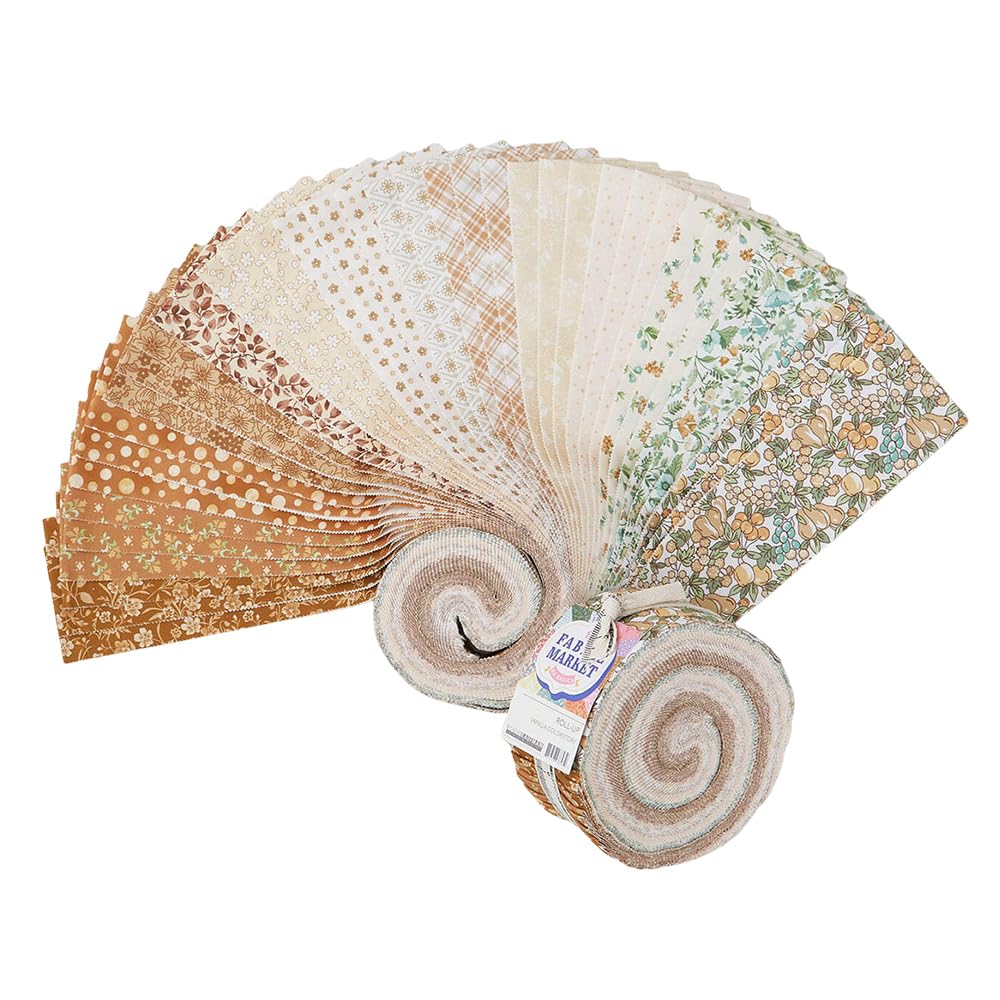 Robert Kaufman Assorted Flowerhouse Fabric Market Vanilla Roll Up 40 2.5-Inch Strips Jelly Roll Ru-1427-40