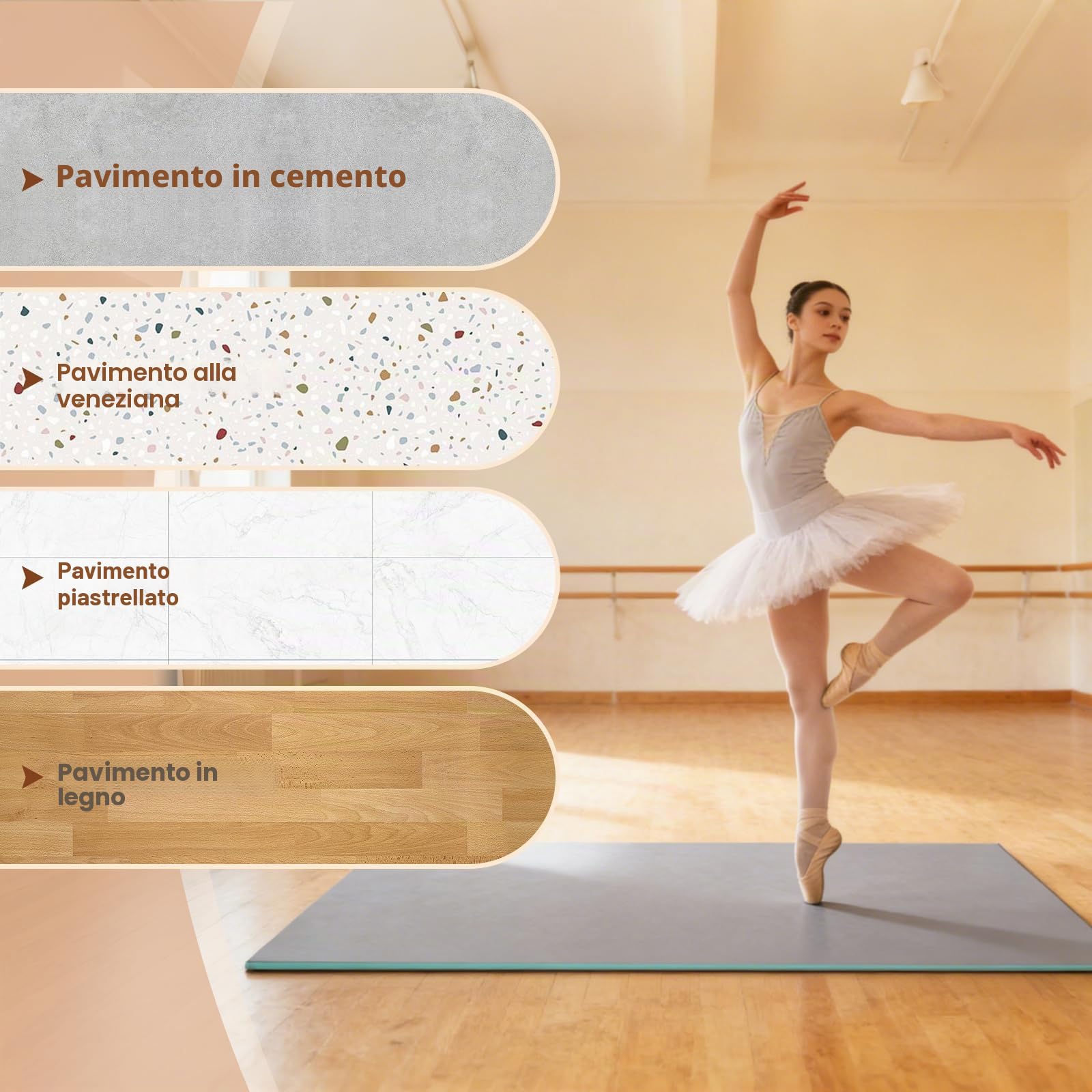YJINGRUI Tappetino da ballo portatile, 180 x 100 cm, con borsa per il trasporto, 5 mm di spessore, antiscivolo, ammortizzante, in PVC, per jazz, balletto e tutti gli stili di danza, casa e studio | 5 mm di spessore, con borsa per il trasporto per un facil