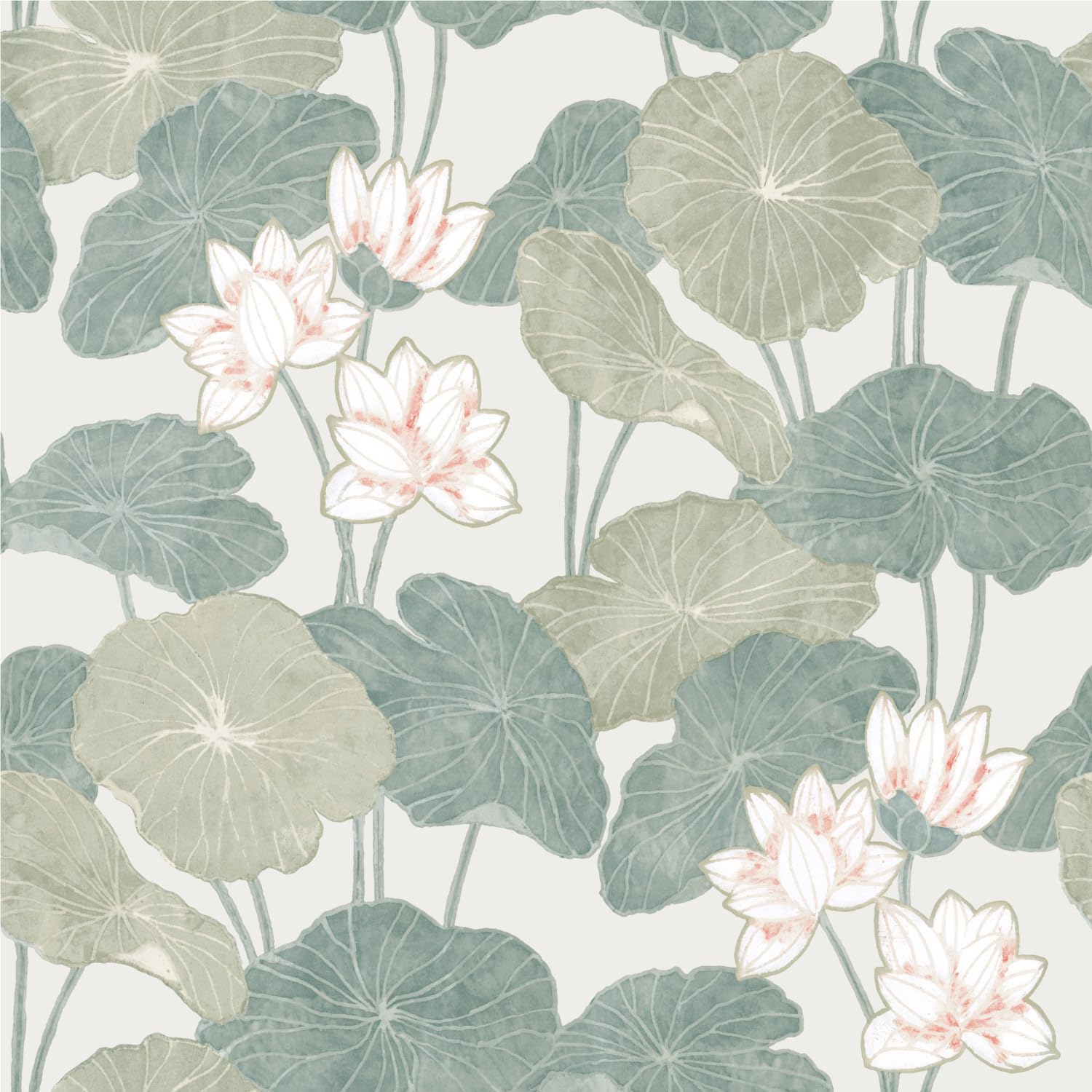 RoomMates RMK11433WP Lily Pad Peel and Stick Wallpaper, Black/Green, Roll