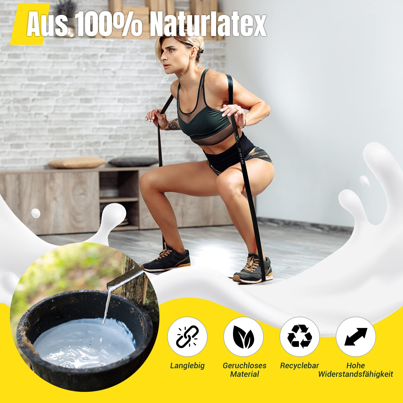 Resistance Bands, Widerstandsbänder, Fitnessbänder für Yoga, Pilates, Training, Physiotherapie, Krafttraining für Männer und Frauen