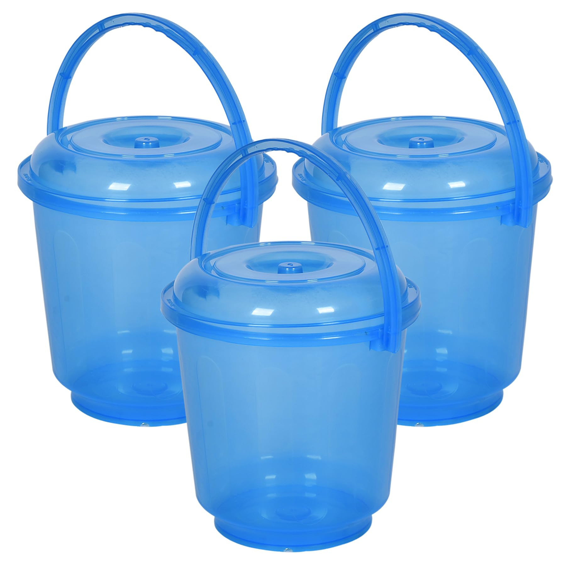 Urbane Home Pack of 3 Bucket | Bathroom Bucket | Utility Bucket for Daily Use | Water Storage Bucket | Bathing Bucket with Handle & Lid | 13 LTR | SUPER-013 | Transparent Blue (B0D545K5X3) Amazon Price History, Amazon Price Tracker