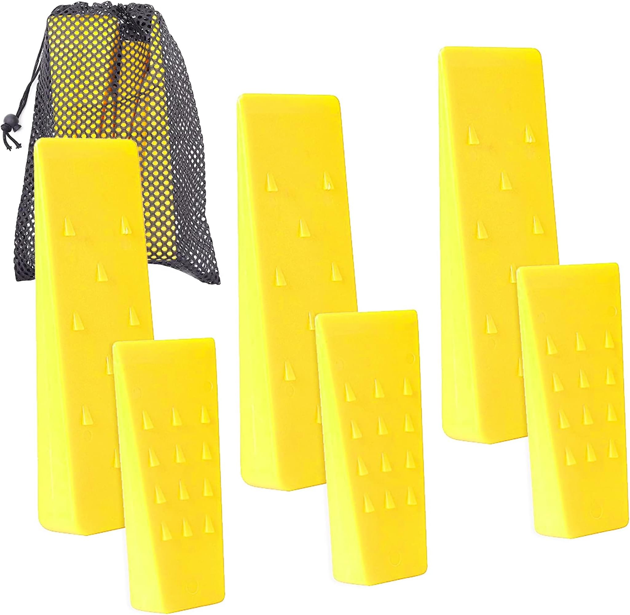 6 Pack Tree Felling Wedges with Spikes for Safe Tree Cutting ââ‚¬â€œ 3 Each of 8ââ‚¬Â and 5.5ââ‚¬Â Wedges with Storage Bag; 6 Felling Dogs to Guide Trees Stabilize and Safely to Ground for Loggers and Fallers