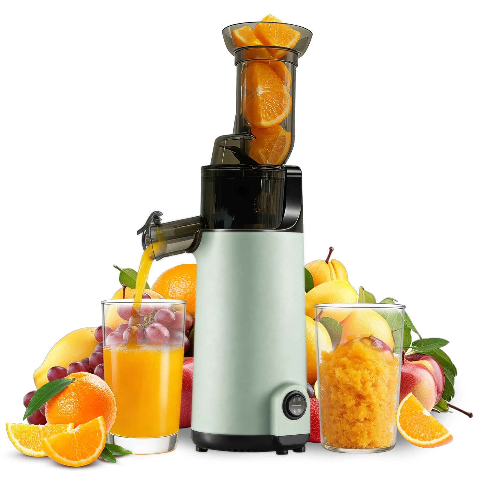 Cold Press Juicer, Professional Juicer Machine Slow Masticating Juicer, High Juice Yield Cold Press Juicer Machine for Fruits and Vegetables