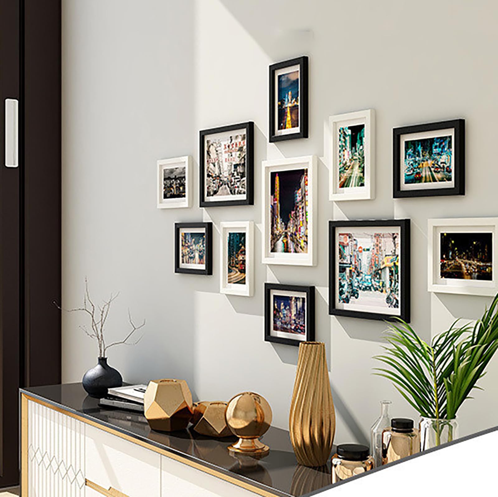 Paquete de 11 marcos de fotos para colgar en la pared, la oficina, decoración de exhibición multifamiliar, 3 piezas de 5 x 7, 8 piezas de 3.5 x 5 pulgadas