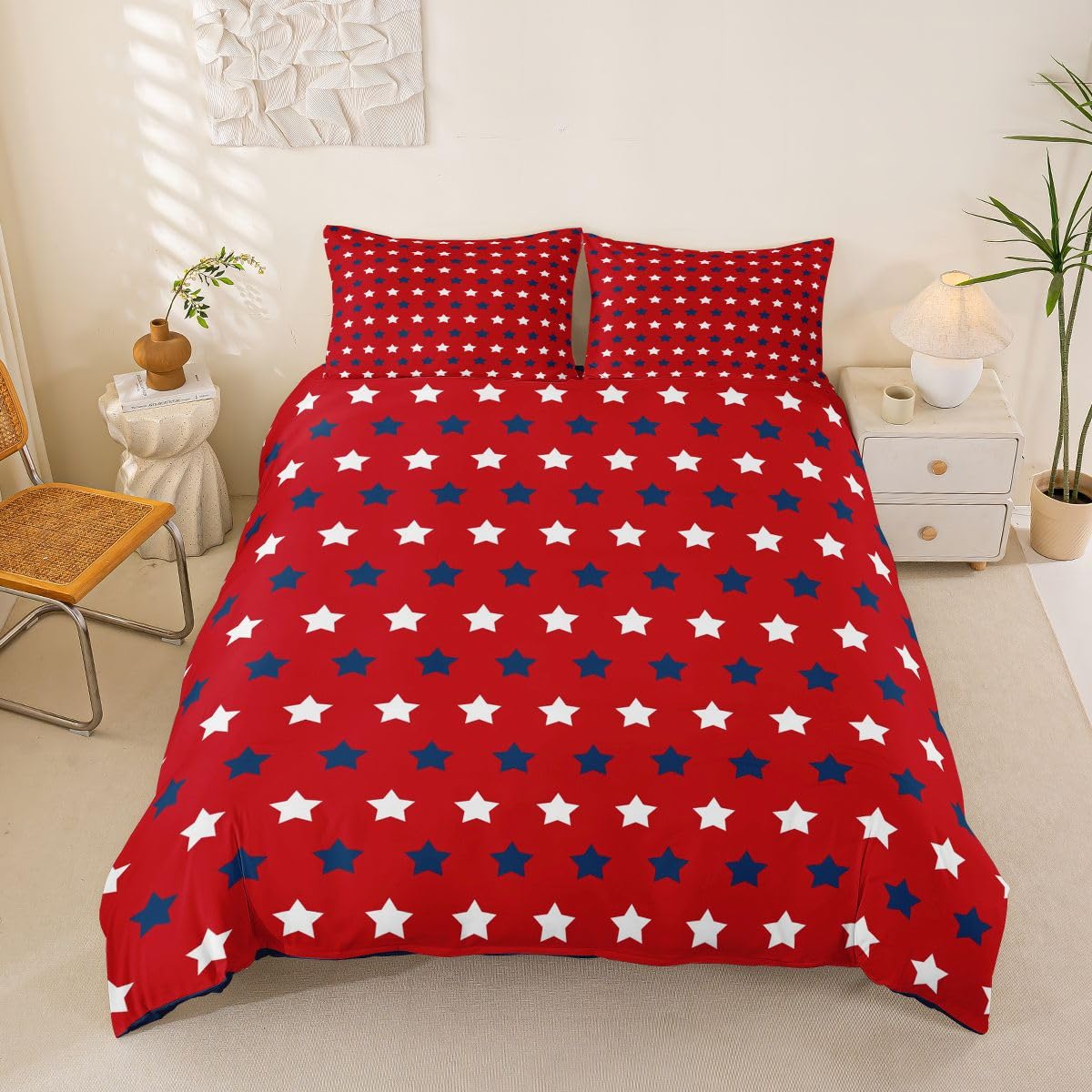 Housse de couette simple étoiles style américain pour transformer votre chambre d'adulte