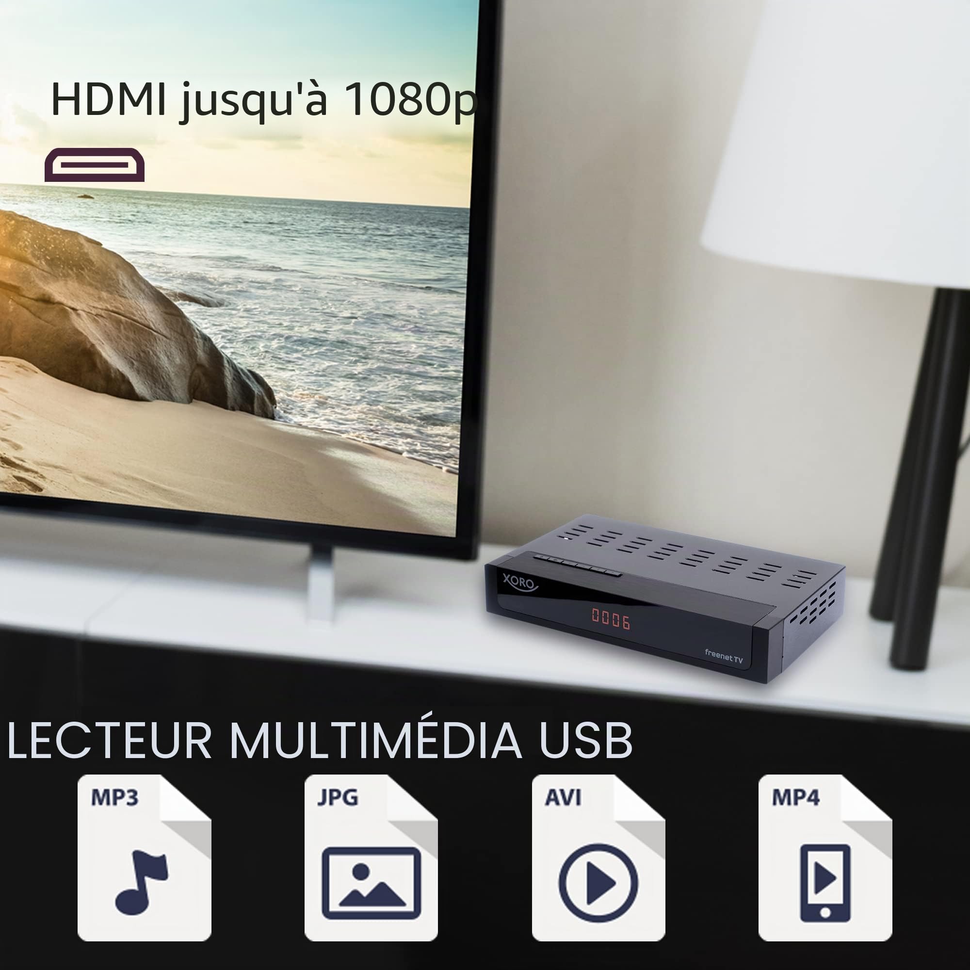 XORO HRT 8770 Twin - Combo FullHD DVB-C/DVB-T2, système de décryptage Freenet TV intégré, tuner double (deux récepteurs), compatible PVR, Timeshift