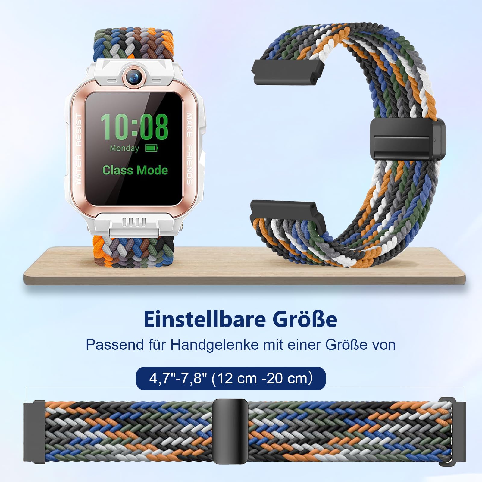 3 Piezas Niños Correa Compatible para Z7/Z6/Z1 Watch Phone, Nylon Trenzado Pulseras de Repuesto imoo Smartwatch Z7/Z6/Z1 con Cierre Magnético para Niños y Niñas