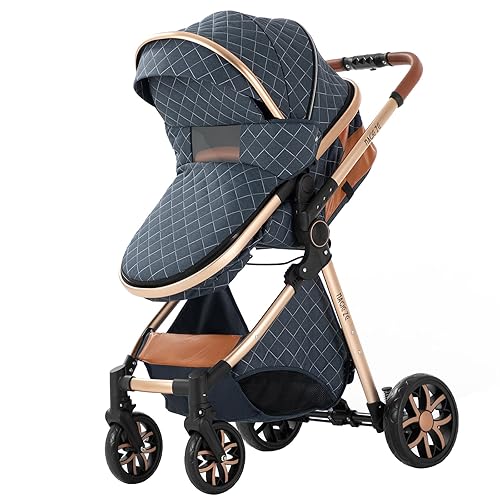 Miniatura 8 de Cochecito de bebé 2 en 1, cochecito plegable convertible para recién nacido, carrito estándar, cochecito reclinable que se puede empujar hacia