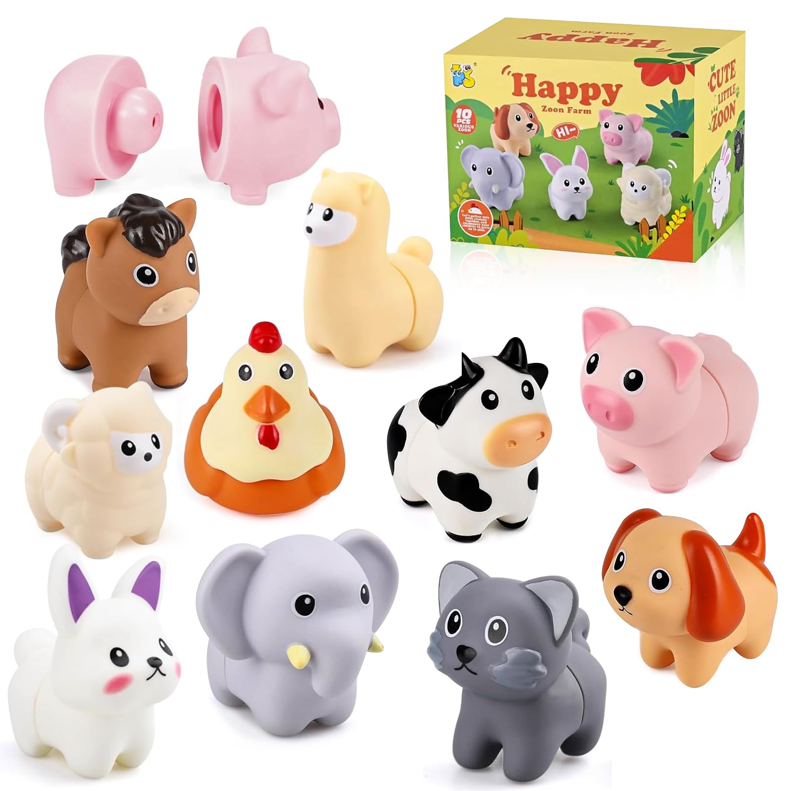 Juguetes Montessori para Bebés y Niños 1 2 3 Años, Juguetes Educativos con Animales de Granja para Clasificación por Colores, Apilamiento y Actividades Sensoriales, Animales Granja