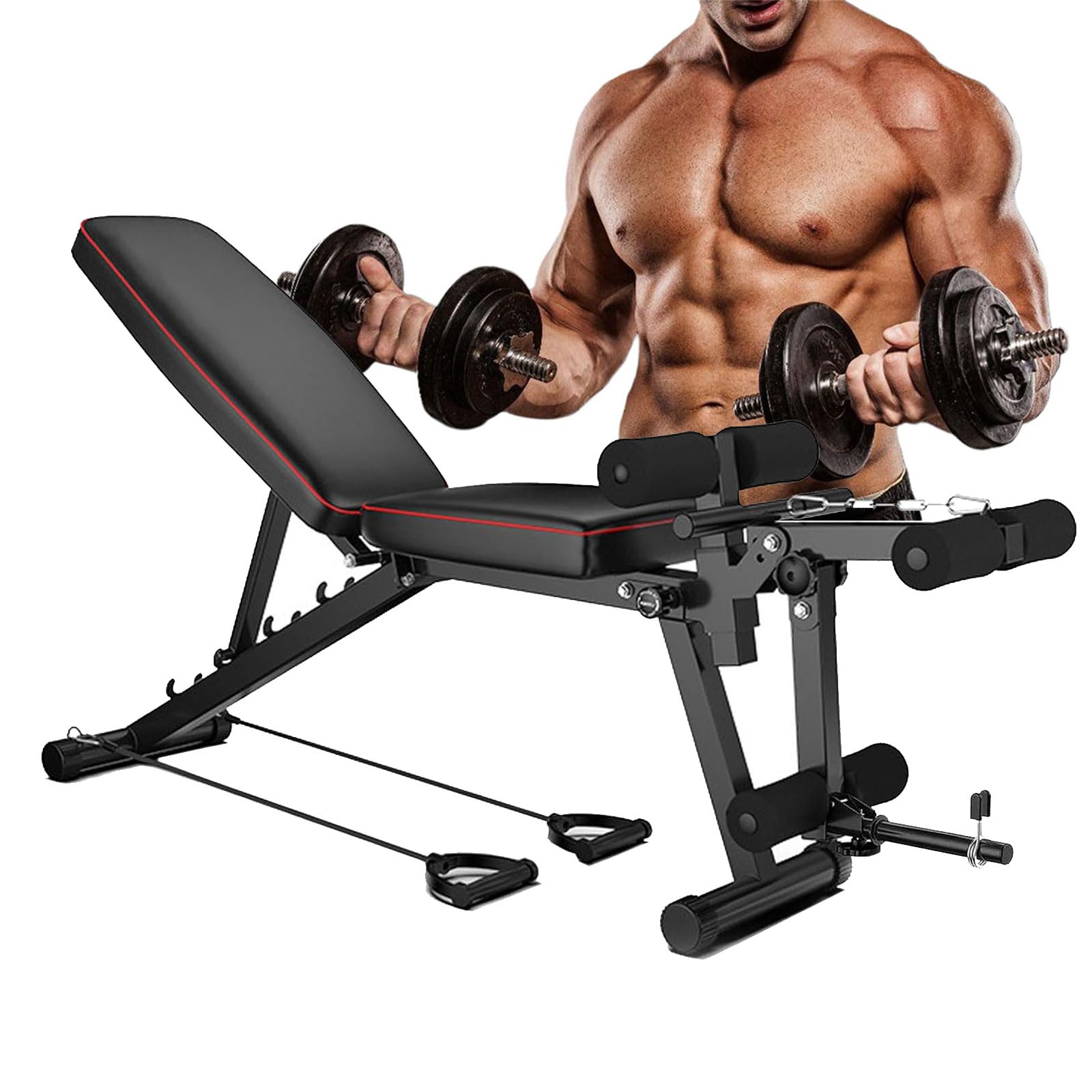 Panca Pesi Panca Addominali Panca Palestra Casa Inclinabile Multifunzione, Pancas Piana con Schienale Regolabile in 5 Angolo, per Allenamento Casa, Attrezzi PalestraBlack,48 * 162 * 111CM