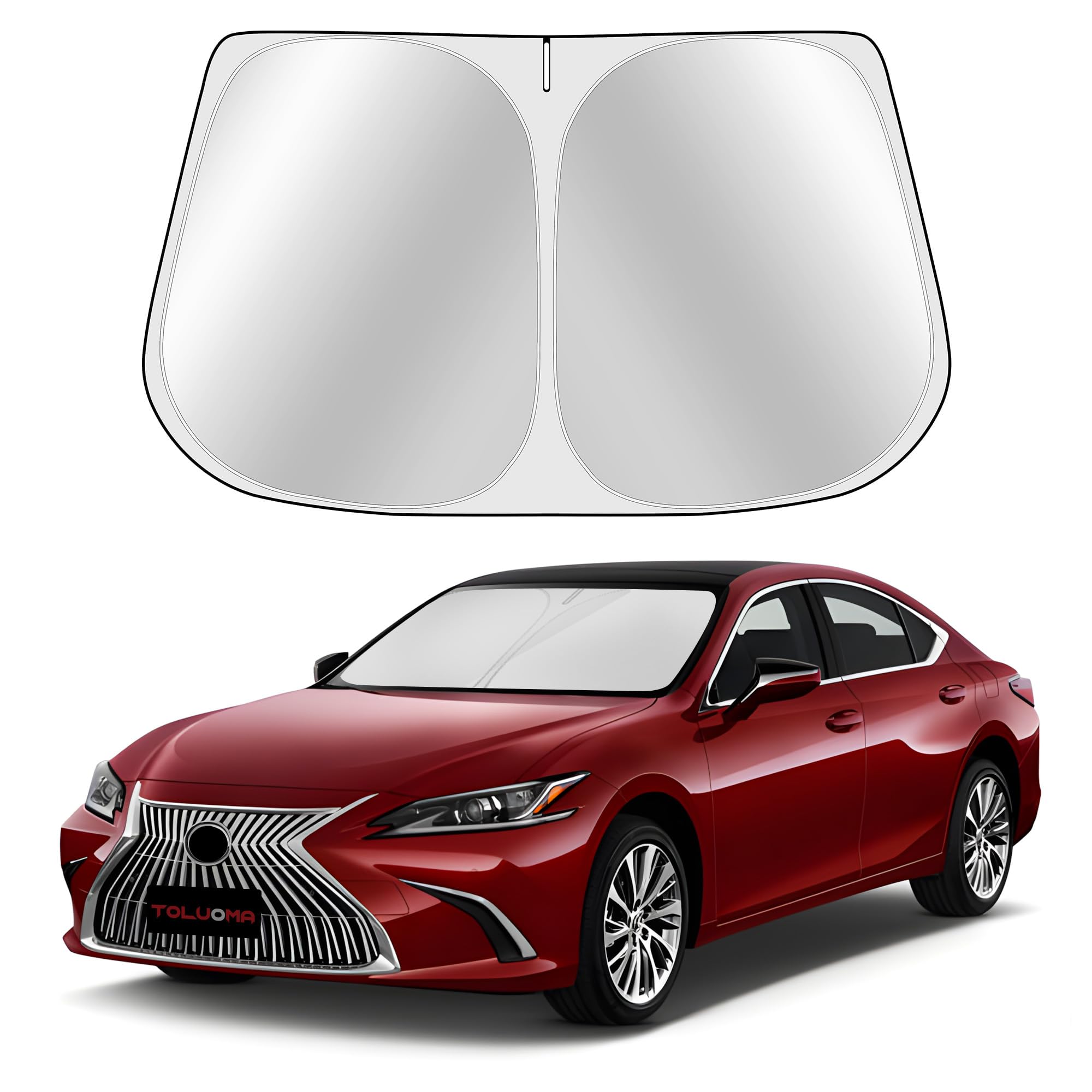 Toluoma Custom Fit Windshield Sun Shade for Le-xus RX 2016-2022 - Full Coverage, 210T Reflective Fabric, Double-Layer Design - Blocks 99% UV Rays, Keeps Car Cool, Easy to Install and Store